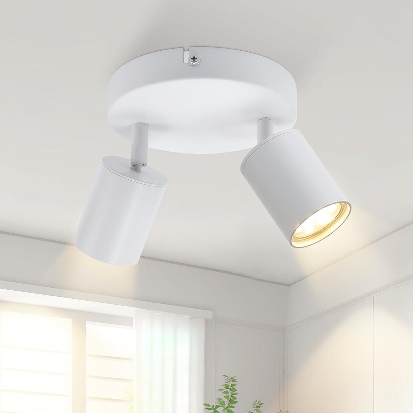 ZMH Deckenstrahler 2 Flammig Deckenleuchte Wohnzimmer: Modern Deckenlampe GU10 Strahler Rund Wei? K¨¹chenlampe Flur Deckenspot Schwenkbar Innen Spot f¨¹r Schlafzimmer K¨¹che Ohne Leuchtmittel