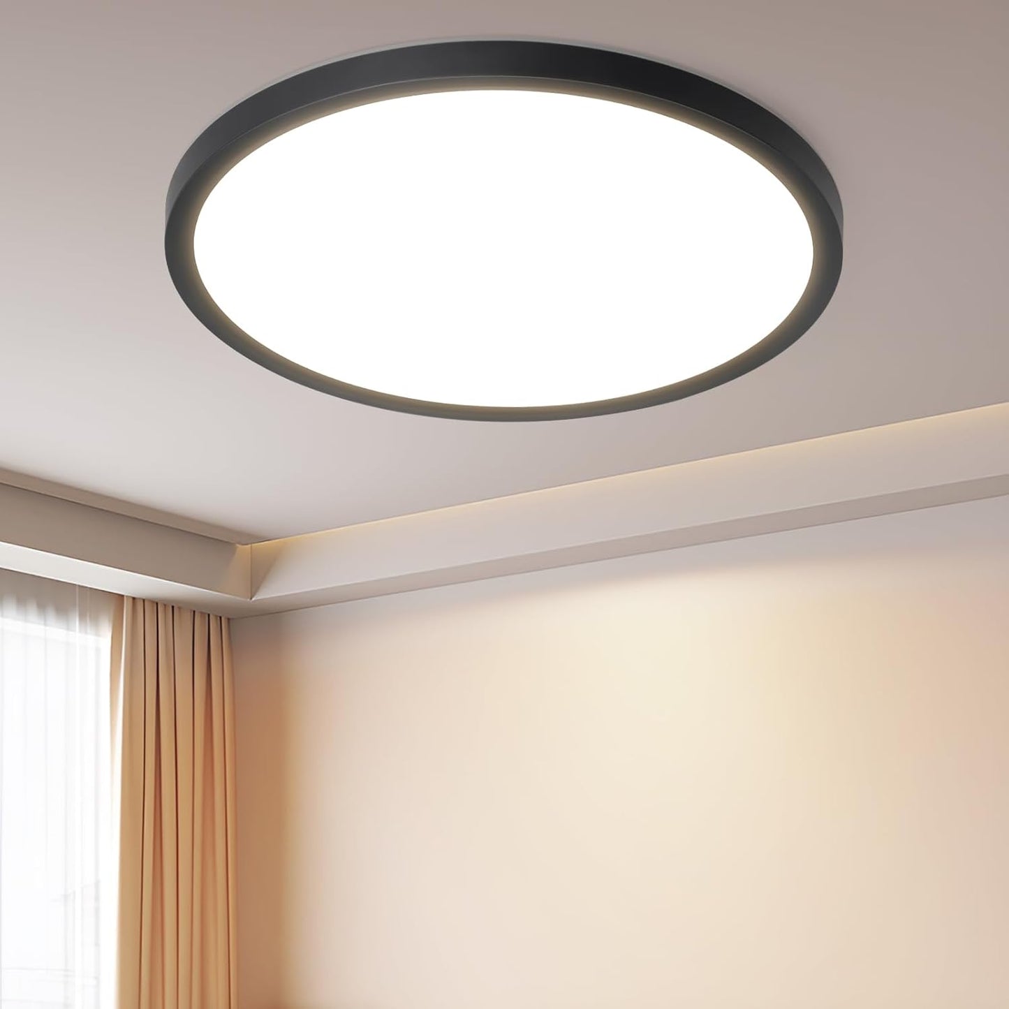 Deckenlampe LED Deckenleuchte Badezimmer - ?30cm Badezimmerlampe Flach Schwarz Rhombenplatte Badlampe Rund Schlafzimmer K¨¹chenlampe 24W Warmwei? Flurlampe Deckenbeleuchtung f¨¹r K¨¹che Flur Bad