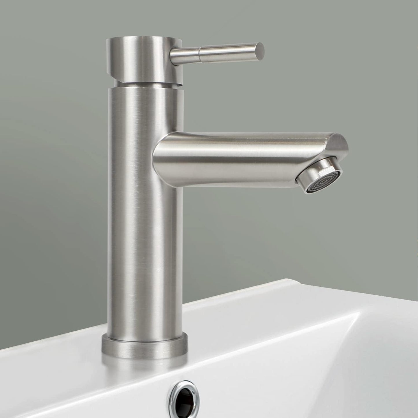ZMH Wasserhahn Bad Waschtischarmatur Waschbecken - Armatur Hochdruck Waschbeckenarmatur Warm- und Kaltwasserhahn Einhebelmischer Mischbatterie Für Badezimmer Küche Spül, Gebürstet Nickel