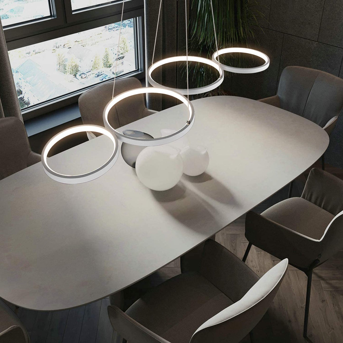 ZMH Pendelleuchte LED Pendellampe Dimmbar mit Fernbedienung 54W Esstischlampe Esstisch Wei? H?ngelampe Ring H?henverstellbar Esszimmerlampe f¨¹r Wohnzimmer Schlafzimmer Arbeitszimmer B¨¹ro Esszimmer