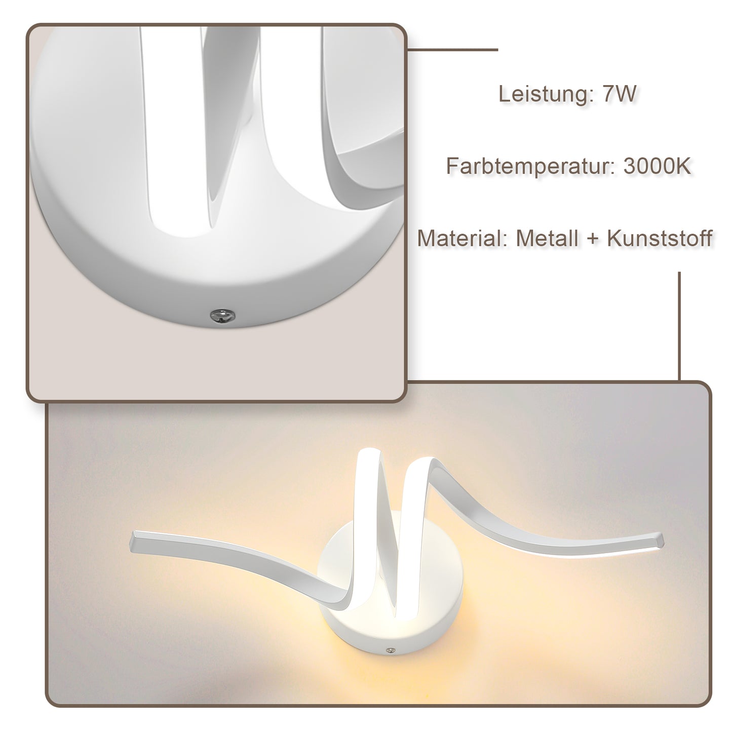 ZMH Wandlampe Innen LED Wandleuchte Modern: Wand Lampe f¨¹r Treppenhaus Flur Wohnzimmer Schlafzimmer Balkon Wei? Design Aluminium Wandbeleuchtung - 7W Warmwei? 3000K