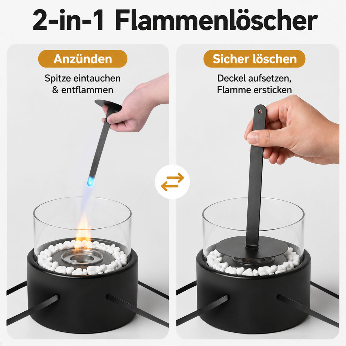 ZMH Bio-Ethanol Tischfeuer mit Tragegriff – Zylindrisch, Tragbar für Innen & Außen