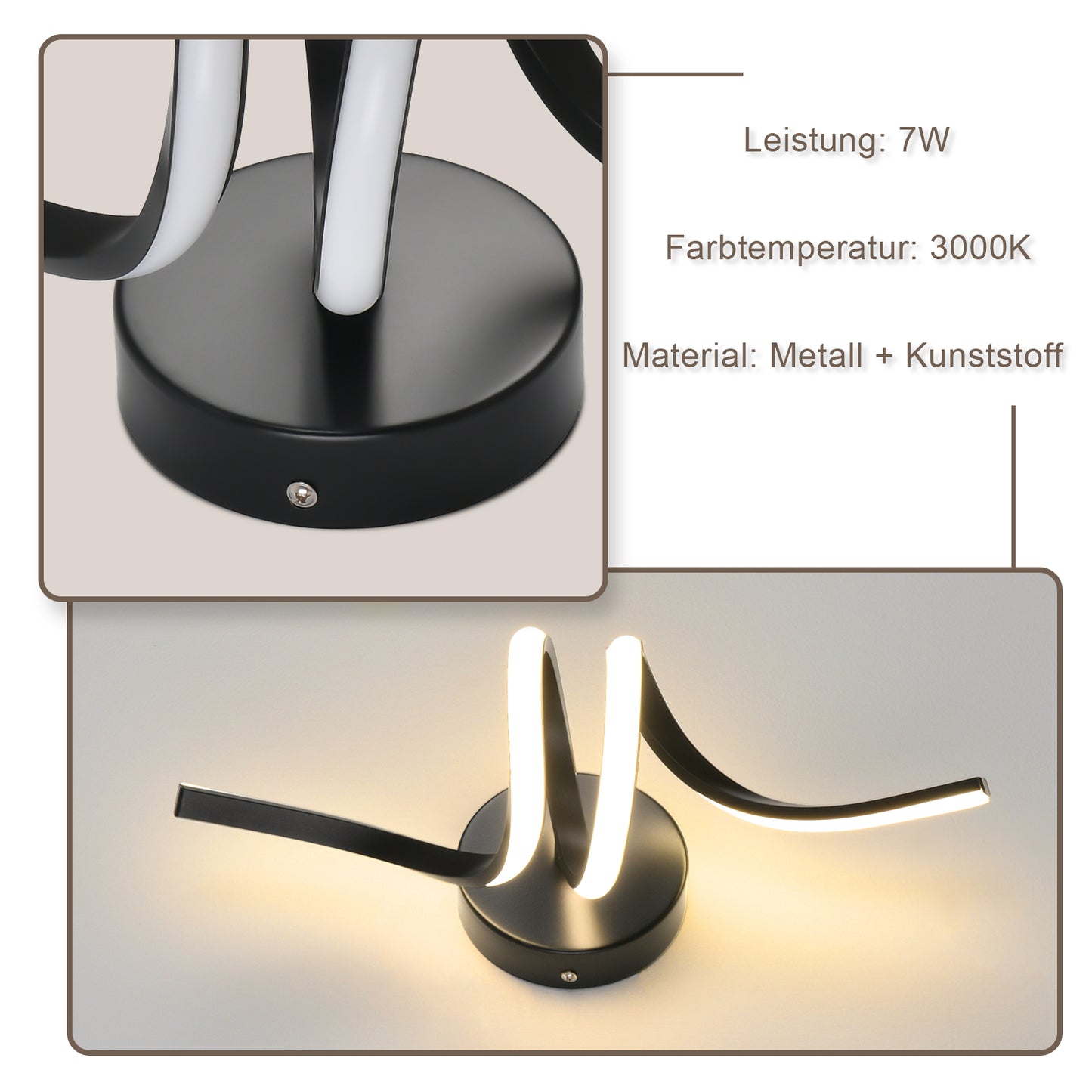 ZMH Wandlampe Innen LED Wandleuchte Schwarz: Wand Lampe f¨¹r Treppenhaus Flur Wohnzimmer Schlafzimmer Balkon Modern Design Aluminium Wandbeleuchtung - 7W Warmwei? 3000K