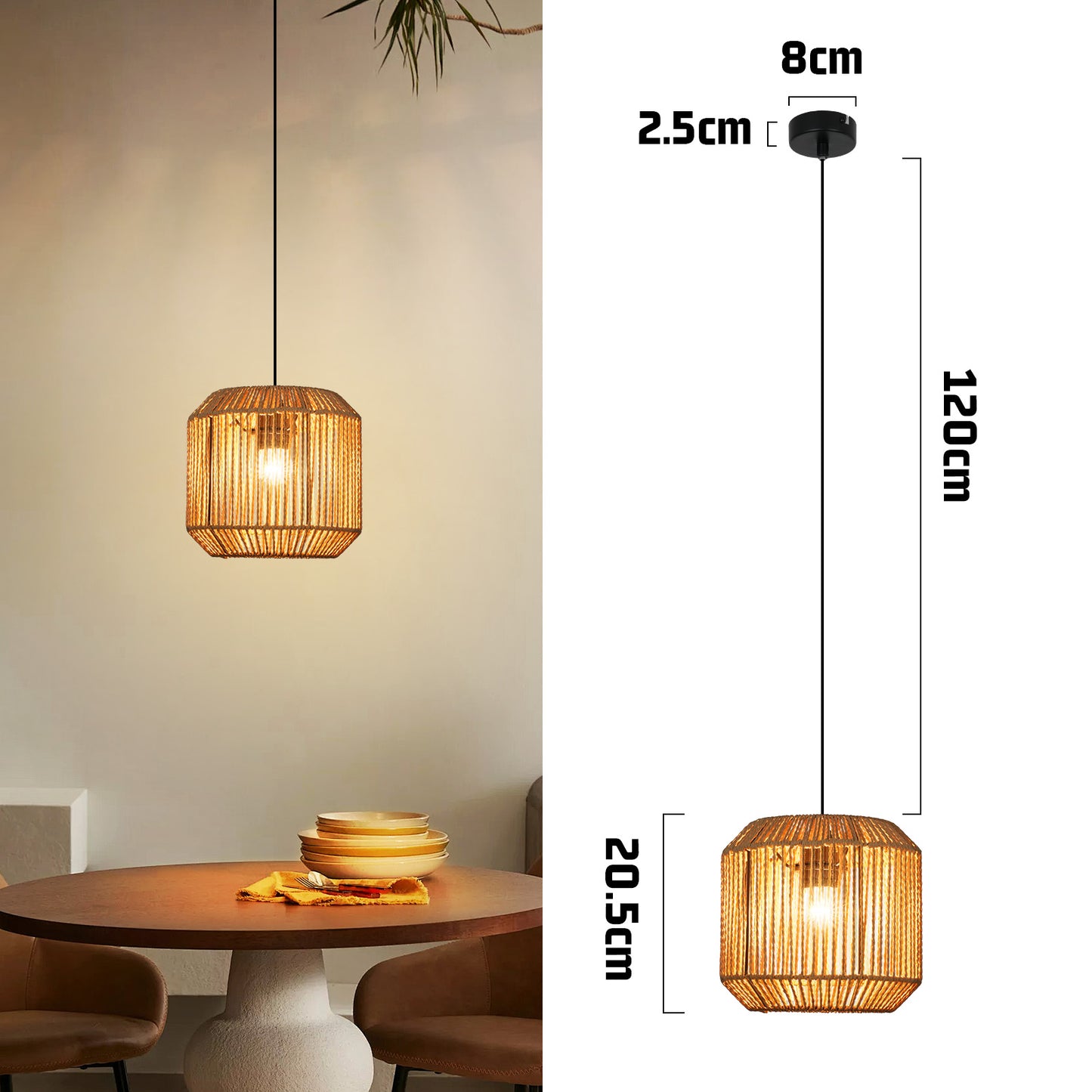 Pendelleuchte Esstisch H?ngelampe Vintage - Pendellampe Esszimmer 1 Flammig Esstischlampe Hanfseil Laterne Design E27 H?ngeleuchte f¨¹r Schlafzimmer Wohnzimmer Flur(Ohne Leuchtmittel)