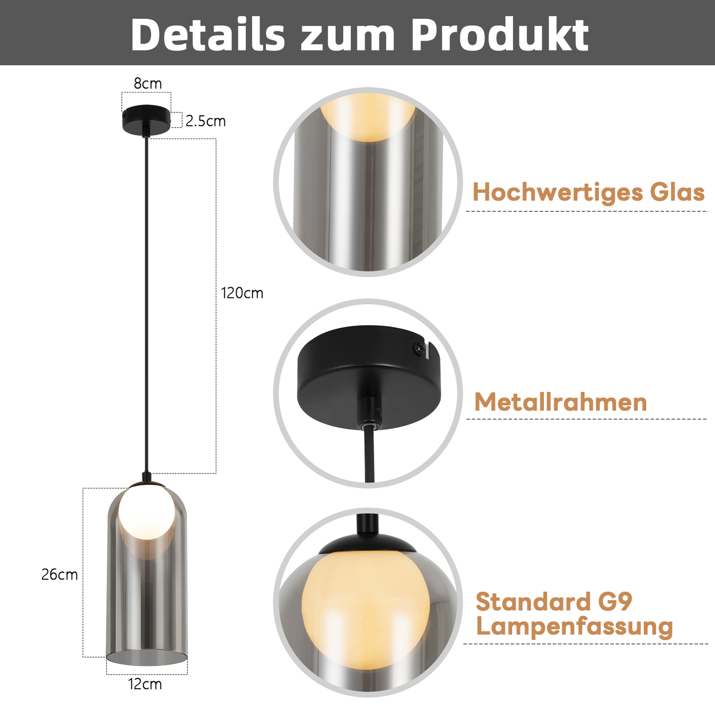 H?ngelampe Esstisch Pendelleuchte Schwarz- 1 Flammig Nachtisch H?ngeleuchte Glas Vintage Esstischlampe H?ngend G9 Pendellampe H?henverstellbar f¨¹r Wohnzimmer Schlafzimmer (ohne Leuchtmittel)
