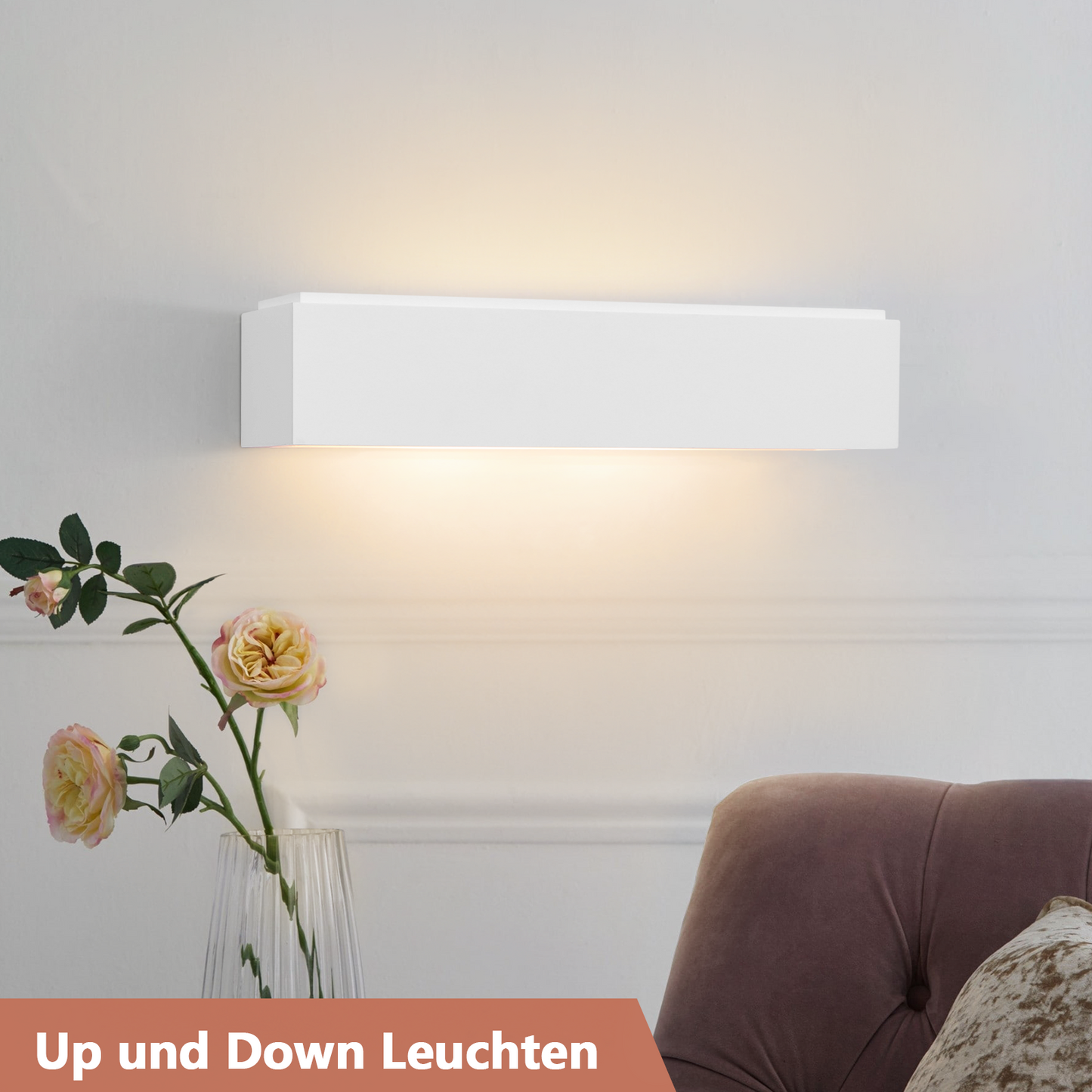 ZMH Wandleuchte Innen Wandlampe Flur - Up and Down Wandleuchten Modern Design G9 Flurlampe Wei? Gipsleuchte Wand Treppenhaus Lampe f¨¹r Wohnzimmer K¨¹che 35.5CM - Ohne Leuchtmittel