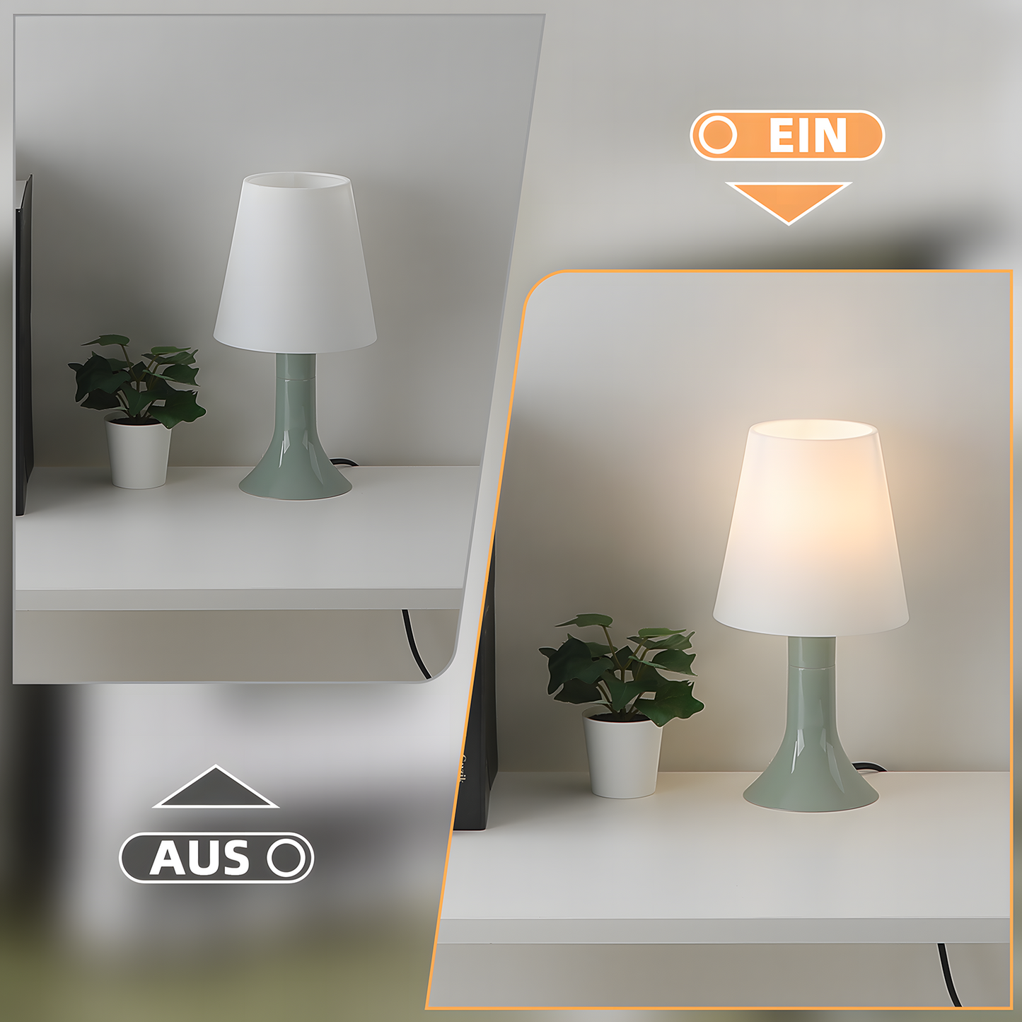 Nachttischlampe Wohnzimmer Tischleuchte mit Kabel - Tischlampe 2er Set Kleine Lampe Gr¨¹n E14 Tischlampen Moderne Landhausstil f¨¹r Esstisch Schlafzimmer - Ohne Leuchtmittel