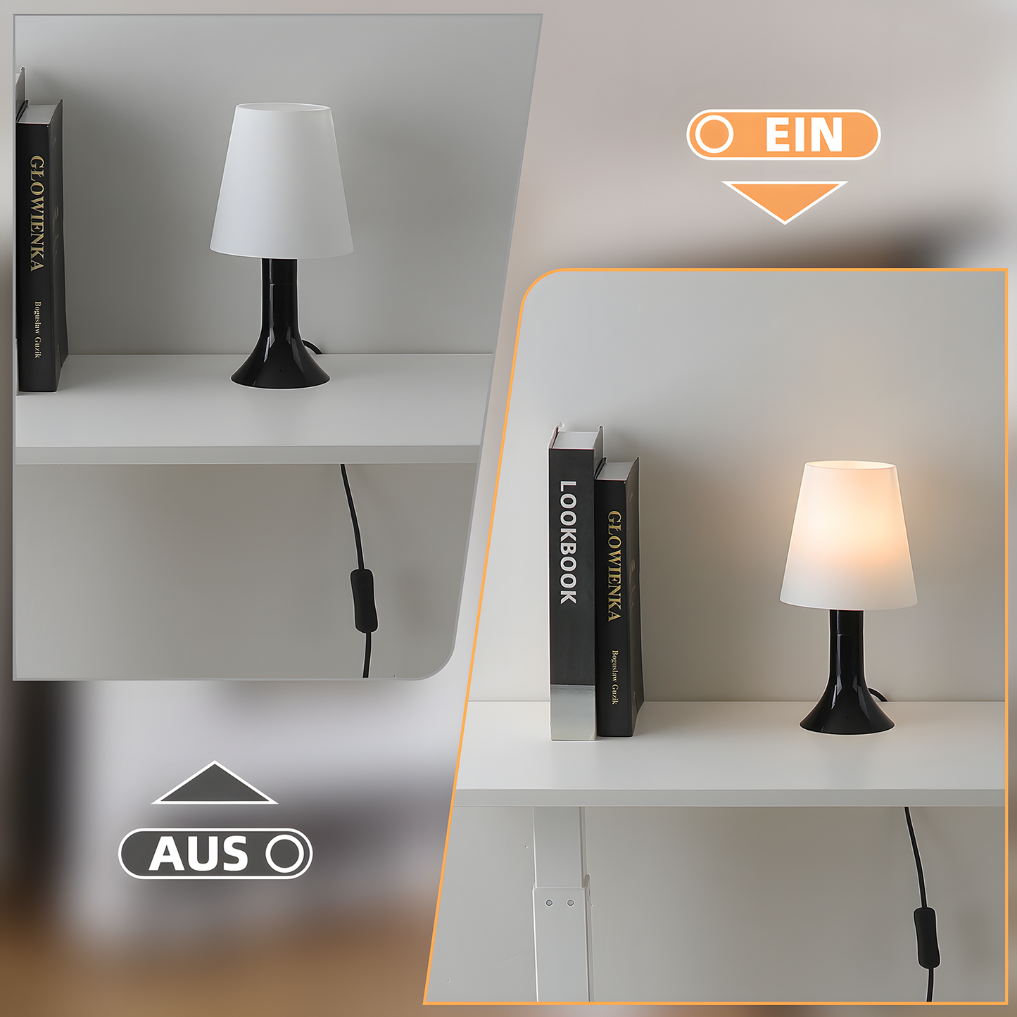 Nachttischlampe Wohnzimmer Tischlampe mit Kabel - Tischleuchte 2er Set Kleine Lampe Schwarz E14 Tischlampen Moderne Landhausstil f¨¹r Esstisch Schlafzimmer - Ohne Leuchtmittel