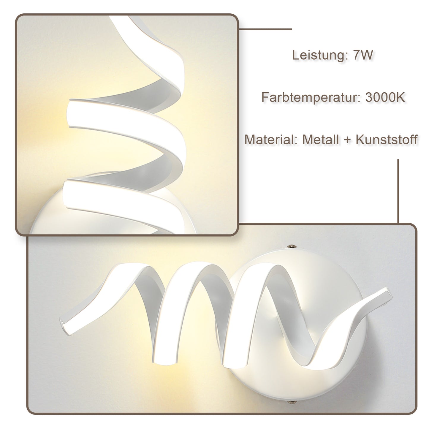 ZMH Wandleuchte Innen LED Wandlampe: Treppenhaus Wohnzimmer Schlafzimmer Flur Modern Design Wand Lampe 7W Wei? Wandleuchten Badezimmer Warmwei? 3000K