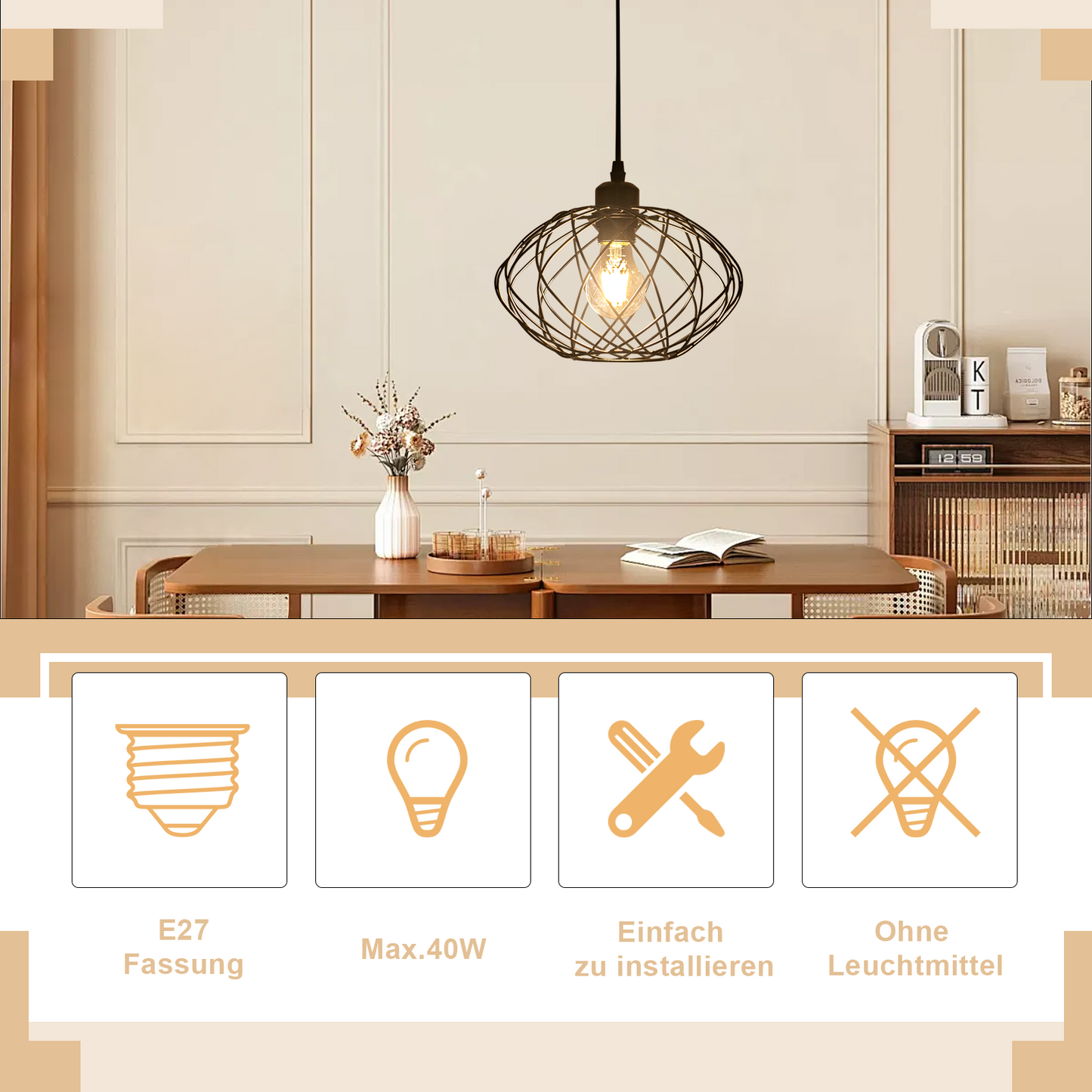 H?ngelampe Industrial Schwarz Pendelleuchte - H?ngeleuchte Metall Vintage E27 Pendellampe Retro Esszimmer Lampe K¨¹che H?ngend Wohnzimmer Flur Ohne Leuchtmittel