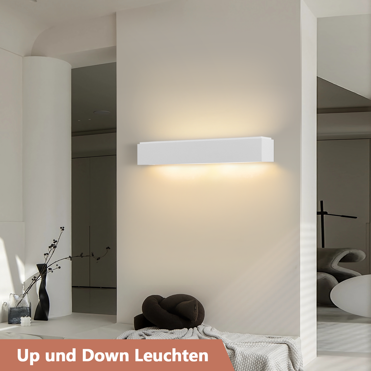 ZMH Wandleuchte Innen Wandlampe Flur - Up and Down Wandleuchten Modern Design G9 Flurlampe Wei? Gipsleuchte Wand Treppenhaus Lampe f¨¹r Wohnzimmer K¨¹che 52CM - Ohne Leuchtmittel