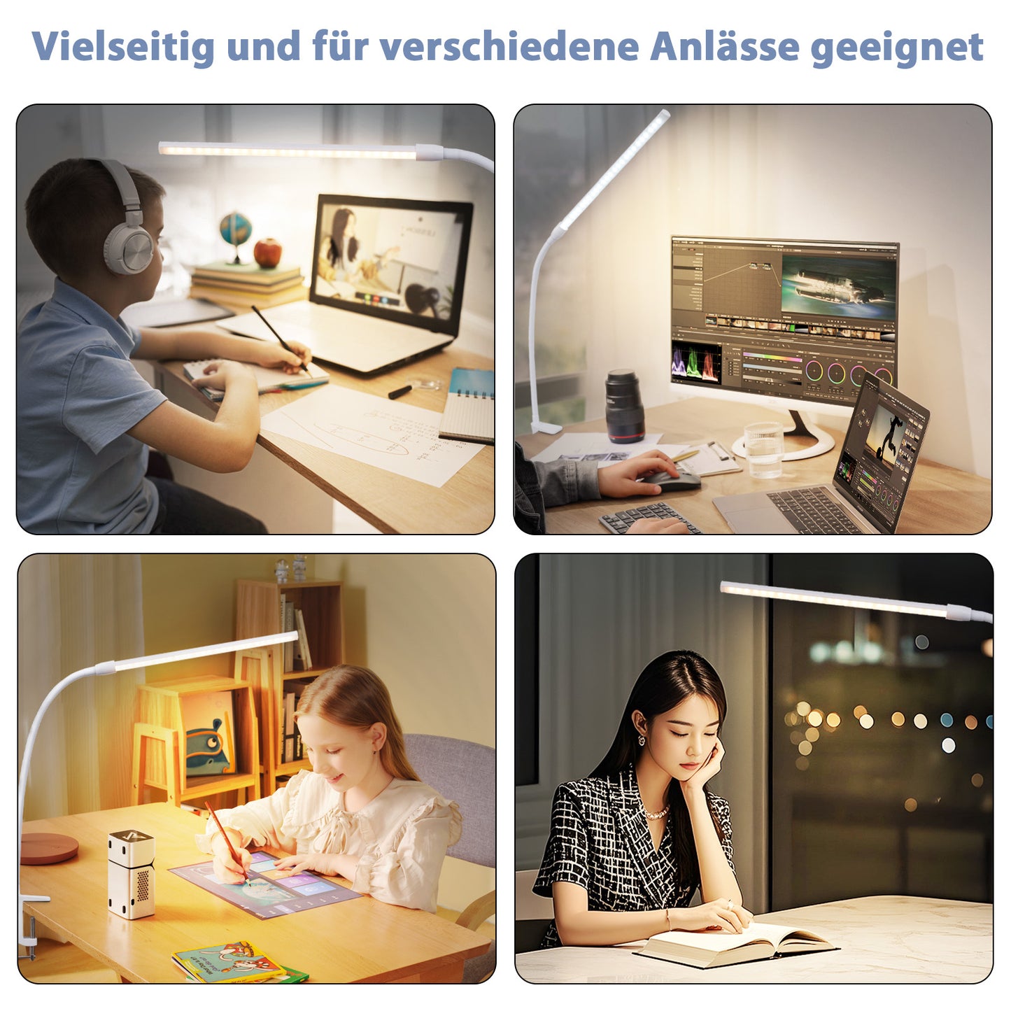 ZMH Schreibtischlampe LED Klemmbar - Wei? Tageslichtlampe Schreibtisch Lampe mit 3 Farbtemperatur und 5 Helligkeitsstufen Tischleuchte USB B¨¹rolampe 5W Arbeitsplatzleuchte Klemmlampe f¨¹r B¨¹ro