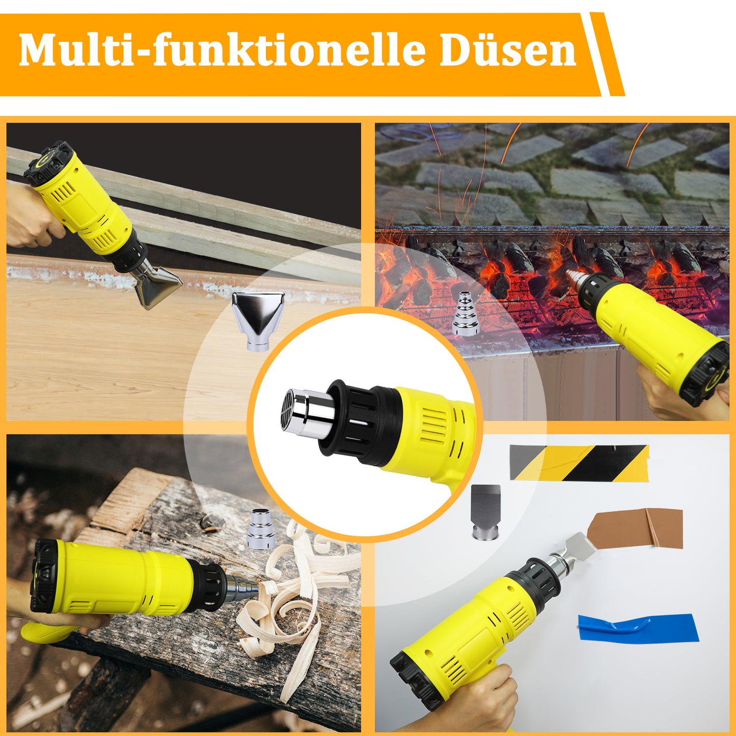 ZMH Hei?luftf?n 2000W Hei?luftpistole Regelbar - Heissluftf?hn Kit 60¡æ- 600¡æ Heissluftpistole Stufenlos Temperaturregler Hei?luftgebl?se heat gun zum L?ten,Kerzen,Basteln,Schrumpfschlauch