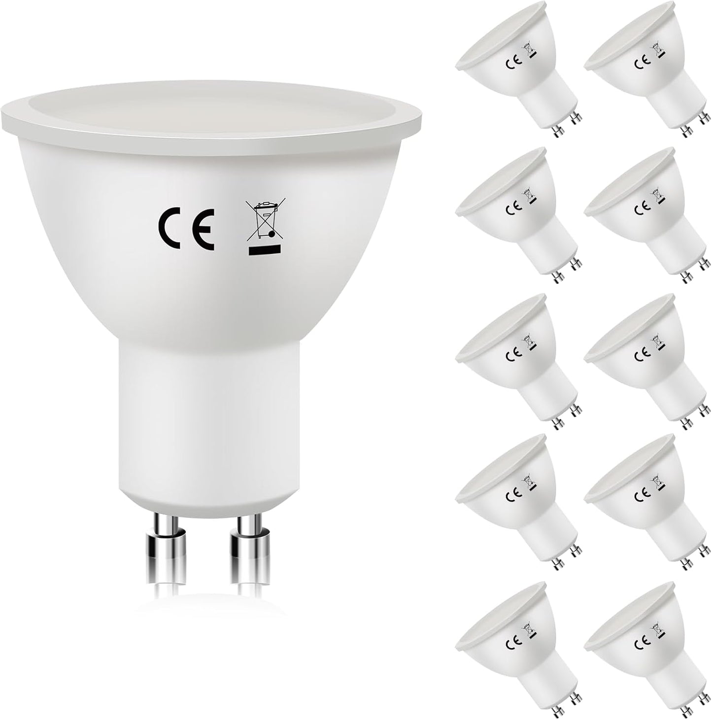 ZMH GU10 LED Warmweiss 6W Leuchtmittel Lampe Ersetzt 60W Gl¨¹hbirne 3000K Energiesparlampe Abstrahlwinkel 110¡ã Spot Nicht Dimmbar Reflektor Birne Gl¨¹hlampen Strahler Spot LED GU10 10 pack