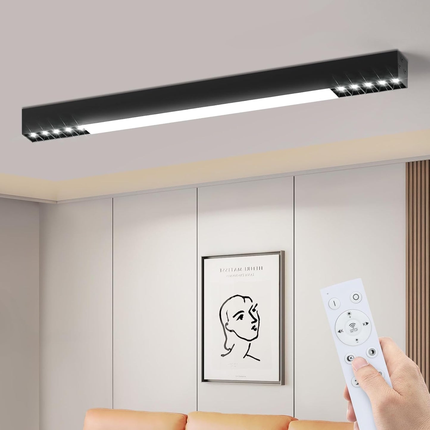 ZMH Deckenlampe LED Deckenleuchte Wohnzimmer - Deckenstrahler Küche 107/80/53.5CM Lang Wohnzimmerlampe Modern Bürolampe Decke Dimmbar mit Fernbedienung Deckenbeleuchtung für Büro Schlafzimmer