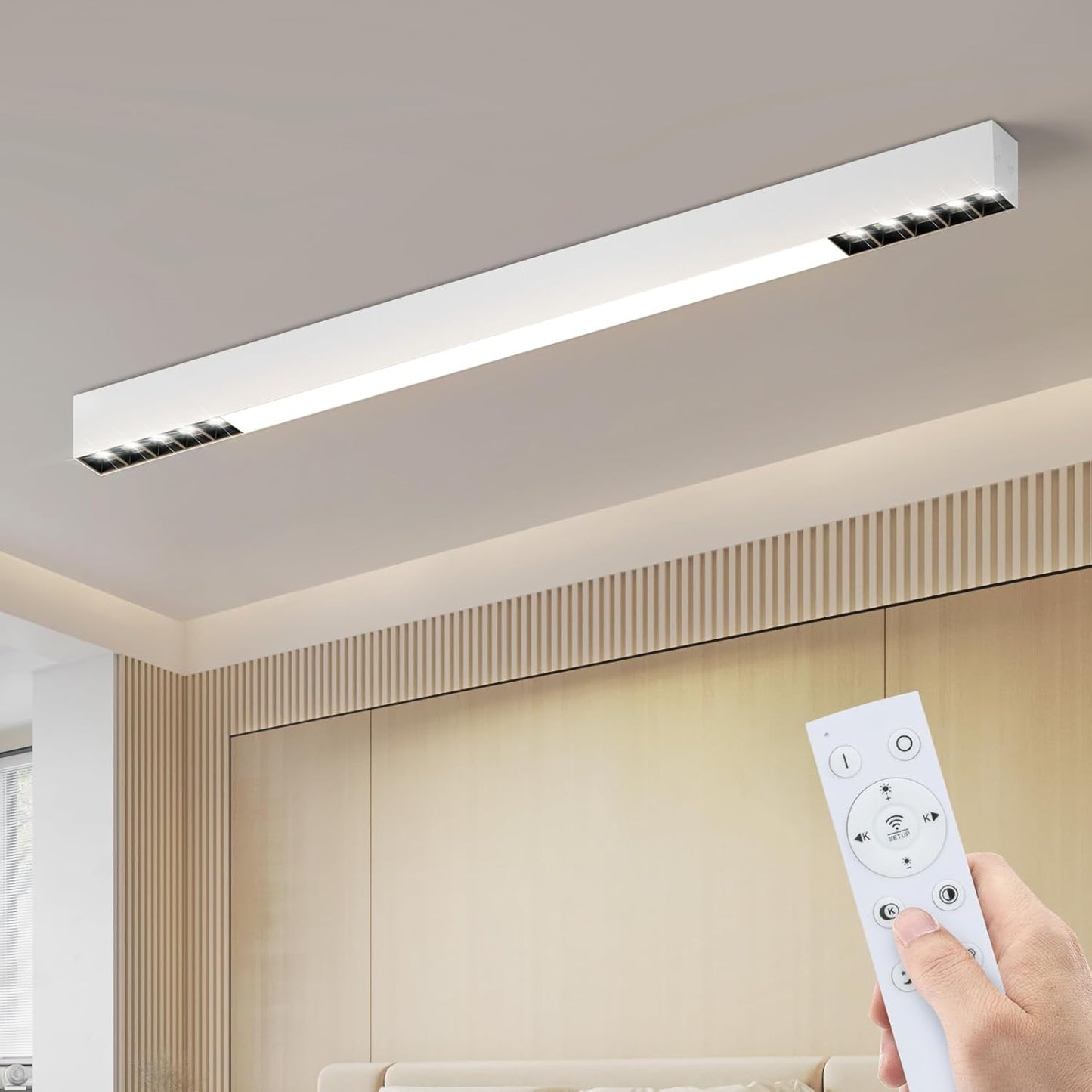 ZMH Deckenlampe LED Deckenleuchte Wohnzimmer - Deckenstrahler Küche 107/80/53.5CM Lang Wohnzimmerlampe Modern Bürolampe Decke Dimmbar mit Fernbedienung Deckenbeleuchtung für Büro Schlafzimmer