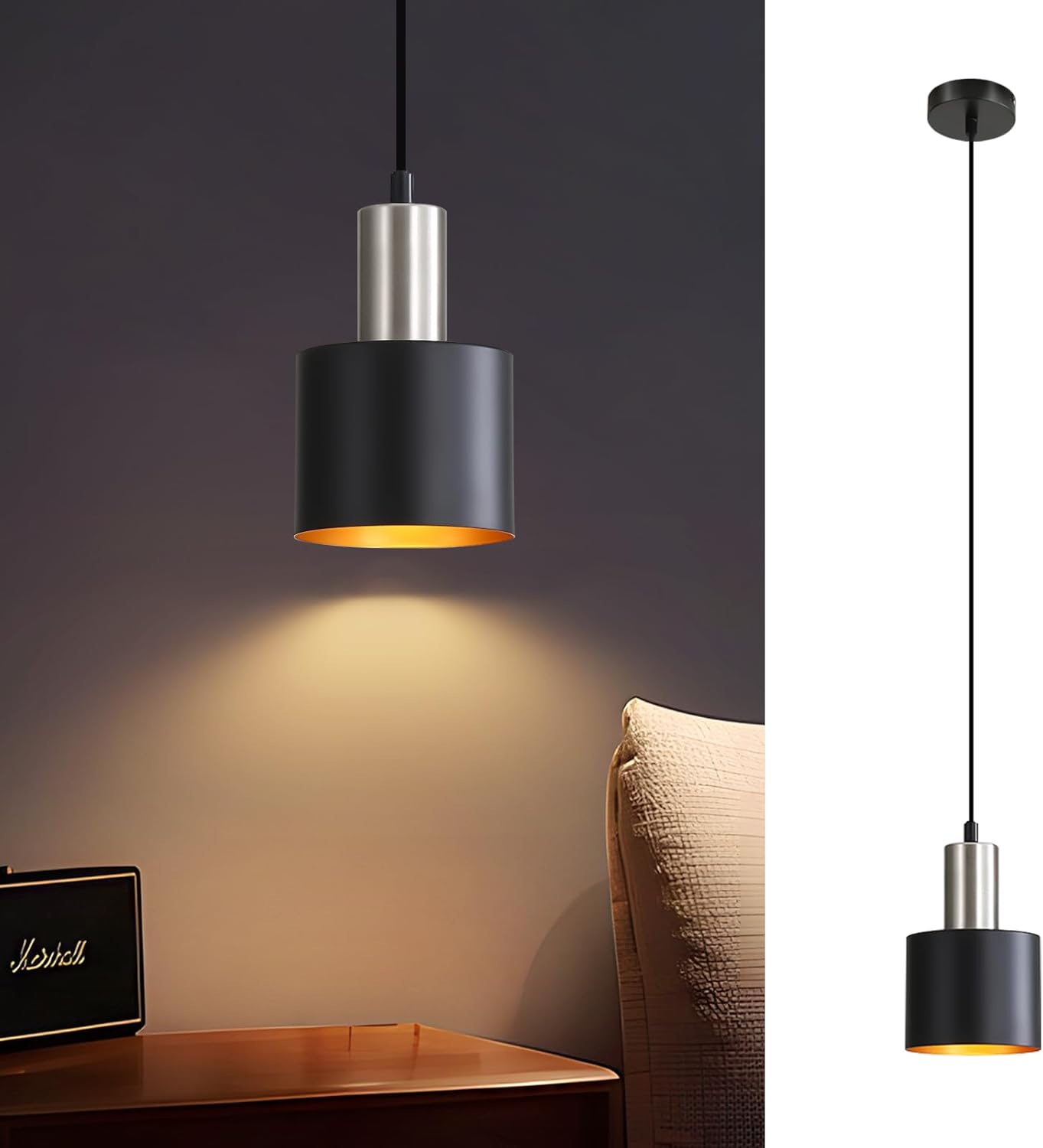 H?ngelampe Esstisch Pendelleuchte E27 Schwarz - H?ngeleuchte Retro Schlafzimmerlampe Nachttisch H?henverstellbar K¨¹chenlampe H?ngend Esszimmerlampe Vintage Industrial Ohne Leuchtmittel