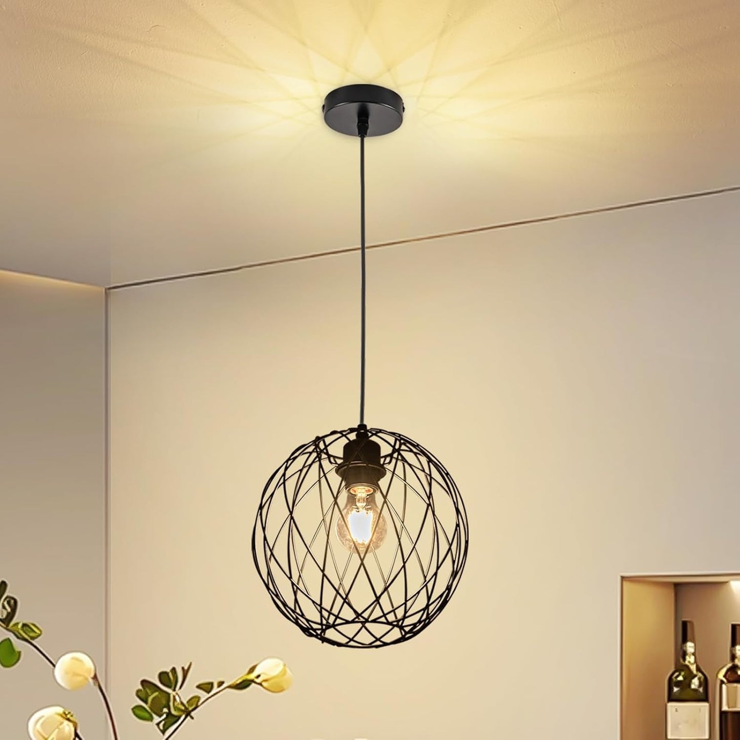 Pendellampe Schwarz H?ngelampe Rund - Pendelleuchte Vintage E27 H?ngeleuchte Retro Industrie Esstischlampe K¨¹chenlampe Wohnzimmer Treppenhaus Flur Ohne Leuchtmittel