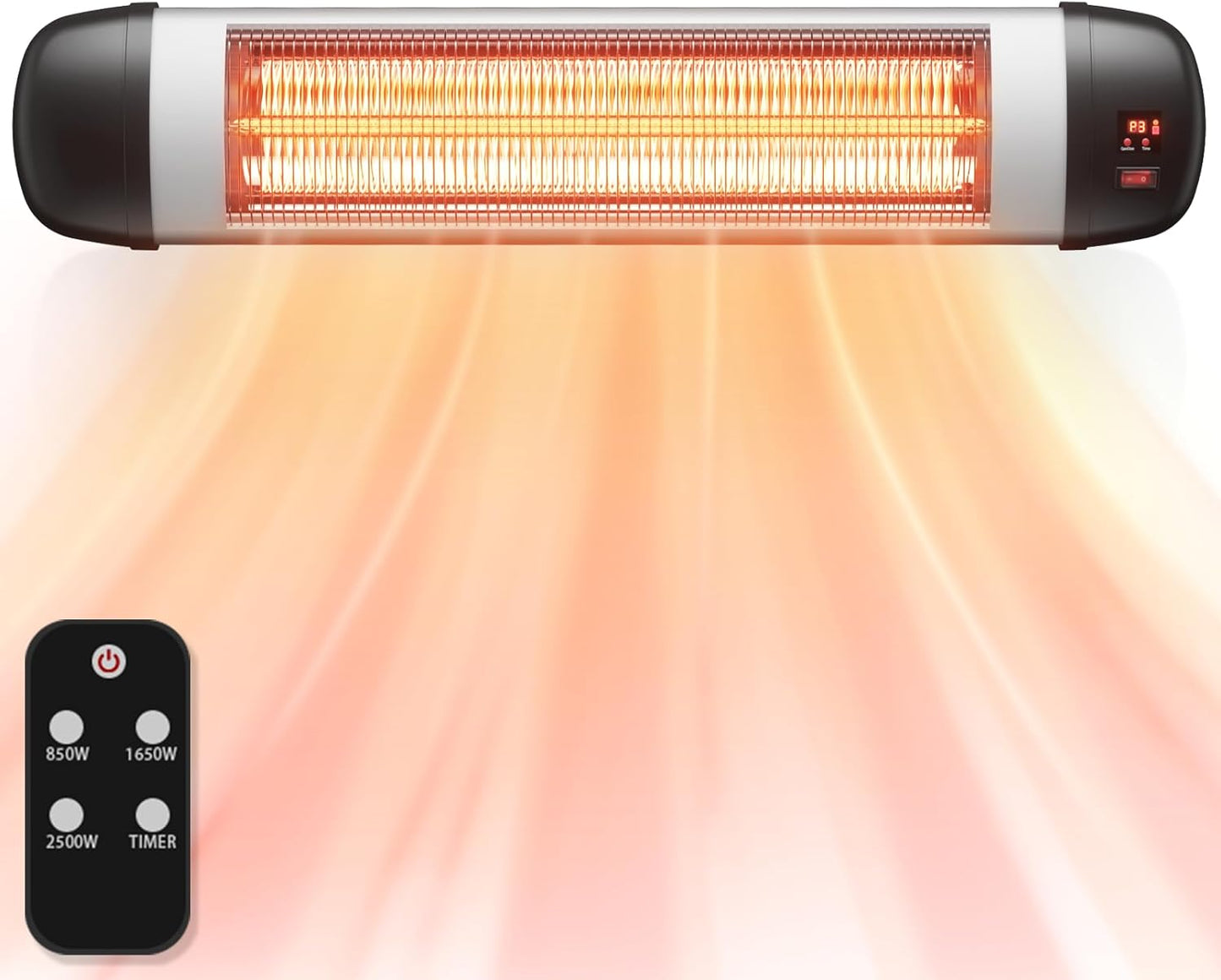 ZMH Terrassen-Infrarotheizung ¨C 2500 W Infrarot-Heizung f¨¹r den Au?enbereich mit Fernbedienung, elektrische Heizung, Wandmontage, 3-stufige Heizung, Au?en-Terrassenheizung f¨¹r Badezimmer, Balkon, Garten