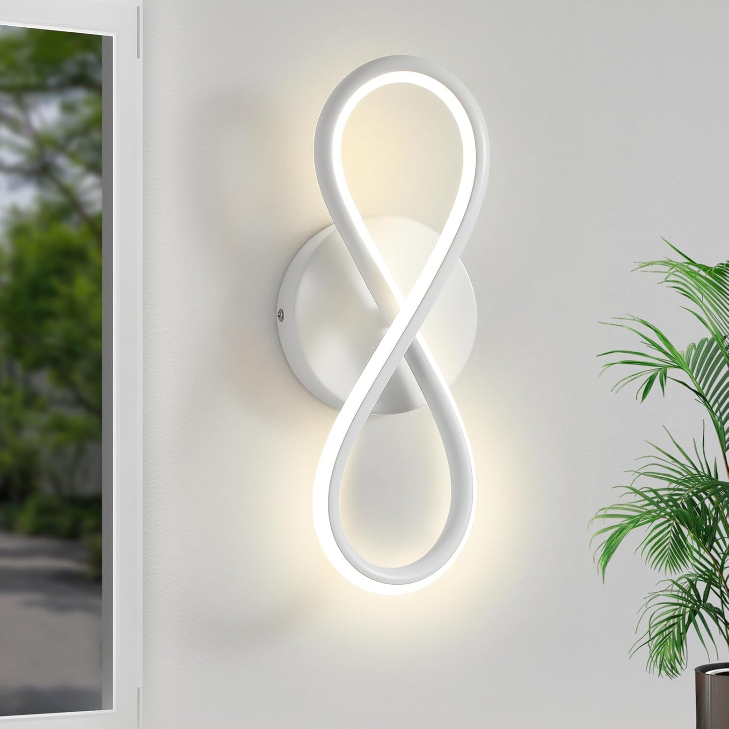 ZMH Wandleuchte Innen LED Wandlampe Modern: Wand Lampe f¨¹r Treppenhaus Schlafzimmer Wohnzimmer Korridor K¨¹hles Design 7W Kurvendesign Dekorativ Wei? Wandleuchten Warmwei? 3000K