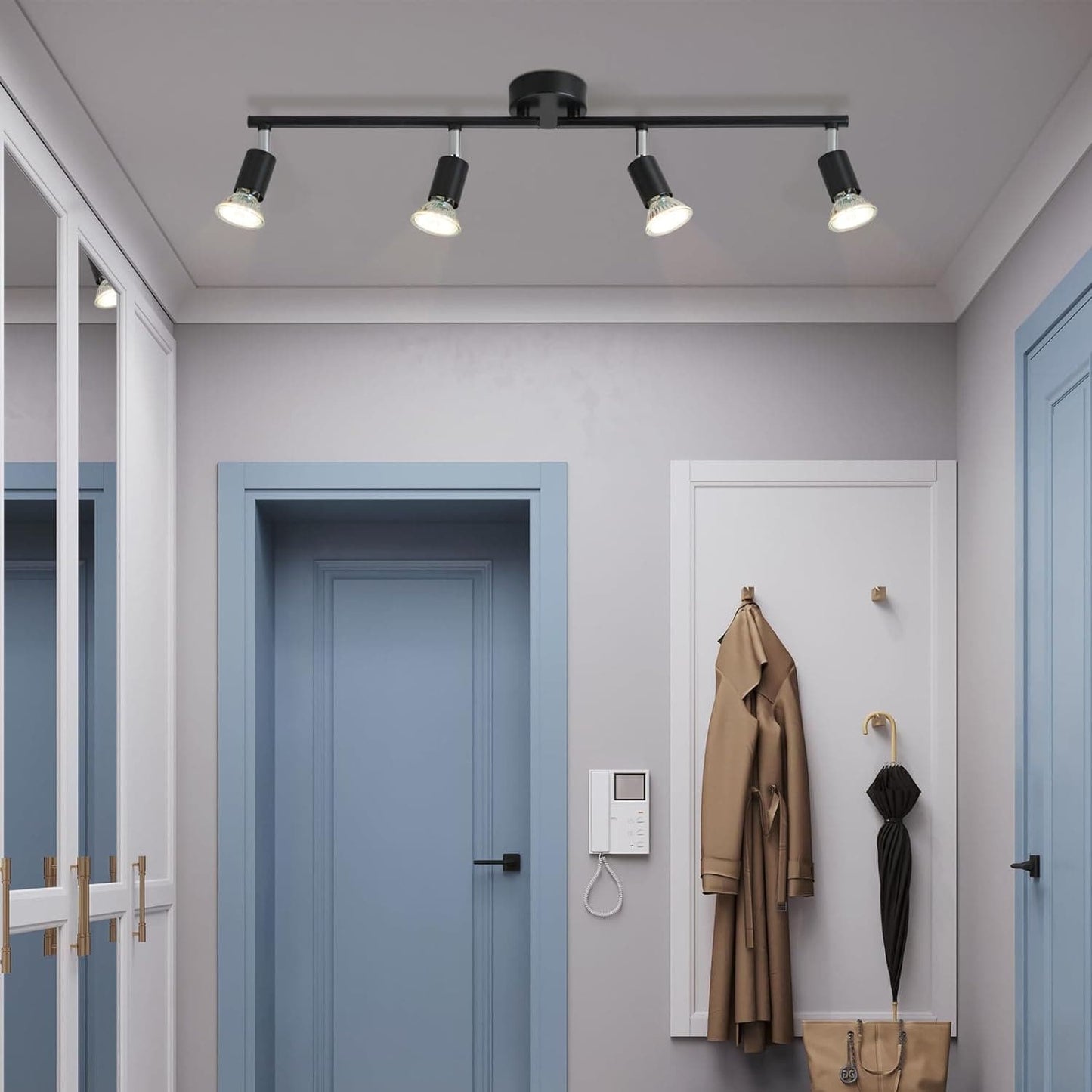ZMH LED Deckenstrahler 4 Flammig Wohnzimmer - Schwarz Deckenleuchte Modern Deckenlampe GU10 Deckenspot Schwenkbar 350¡ãDrehbar Spot Strahler Decke Schlafzimmer K¨¹che Flur Ohne Leuchtmittel