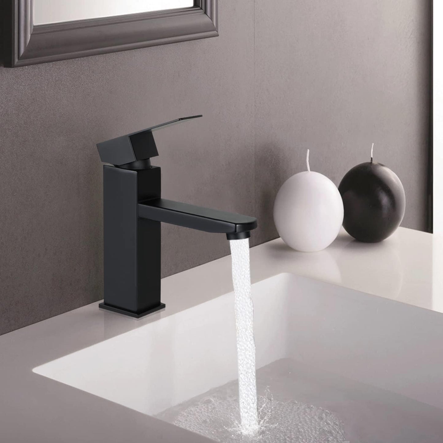 Wasserhahn Bad Waschtischarmatur Waschbecken: Armatur Schwarz Warm- und Kaltwasserhahn Badezimmer Mischbatterie Hochdruck Waschtischwasserhahn Einhebelmischer Badarmatur f¨¹r Garten K¨¹che