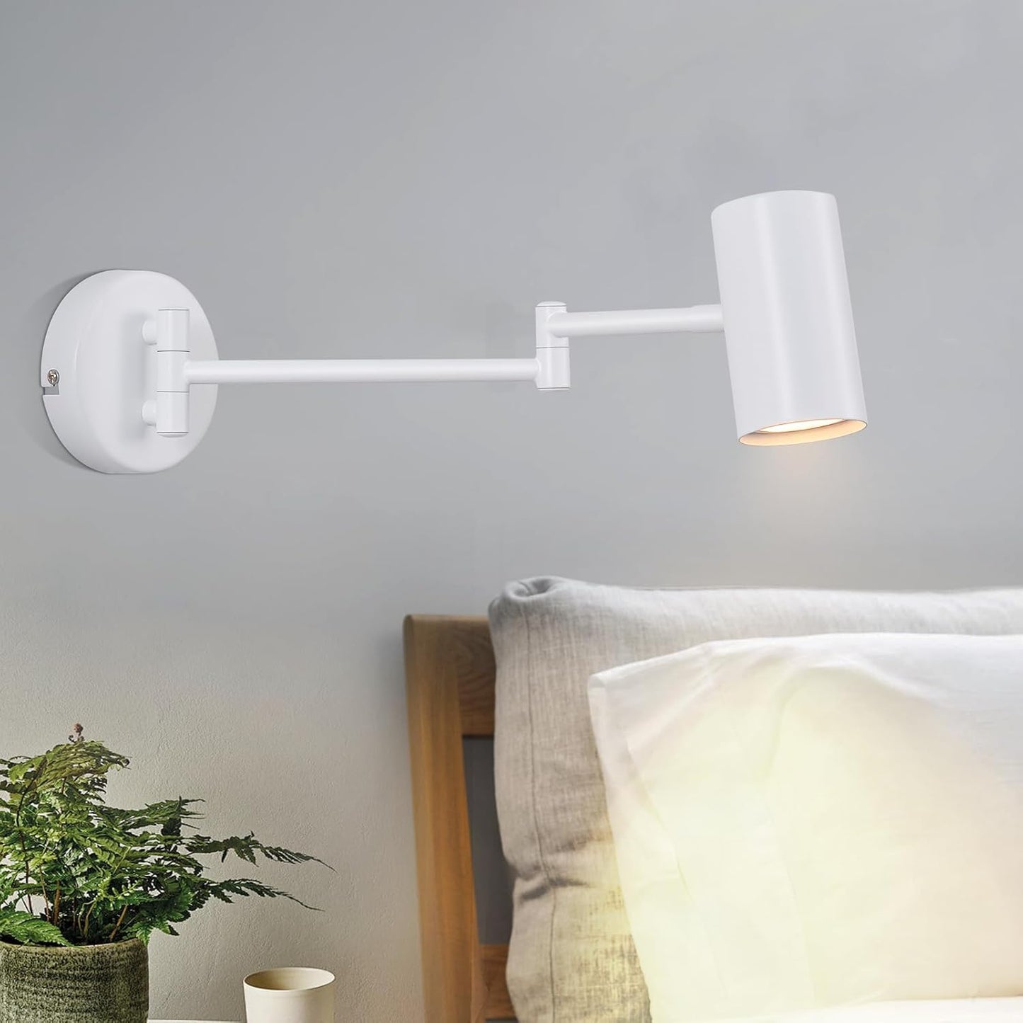 ZMH Wandleuchte Innen Wandlampe GU10 - Schlafzimmerlampe Wandstrahler Wandleuchten Modern Wei? Langer Arm Schwenkbar Metall Wandbeleuchtung f¨¹r Wohnzimmer Flur - Ohne Leuchtmittel