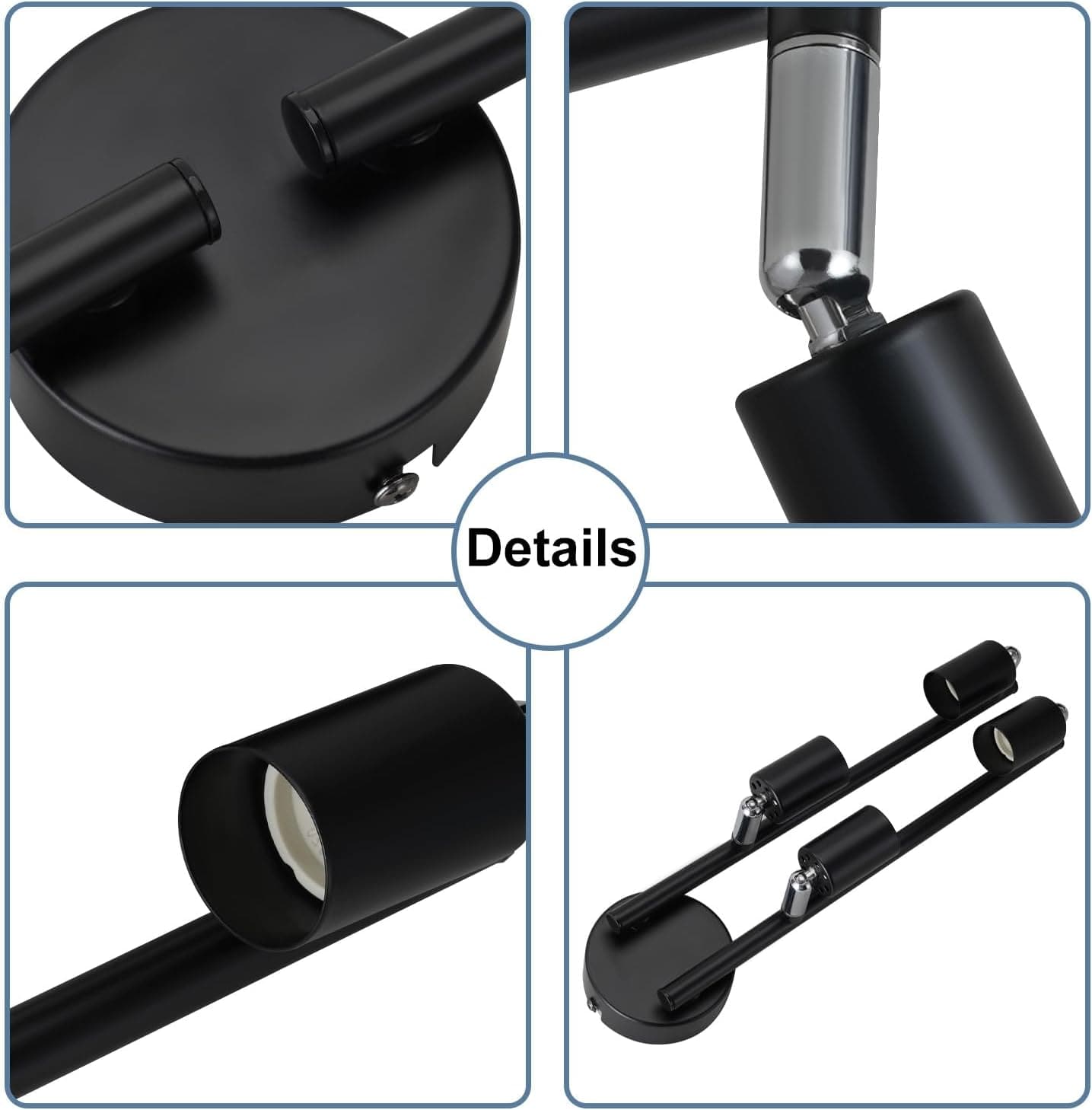 ZMH LED Deckenstrahler 4 Flammig Wohnzimmer - Schwarz Deckenleuchte Modern Deckenlampe GU10 Deckenspot Schwenkbar 350¡ãDrehbar Spot Strahler Decke Schlafzimmer K¨¹che Flur Ohne Leuchtmittel