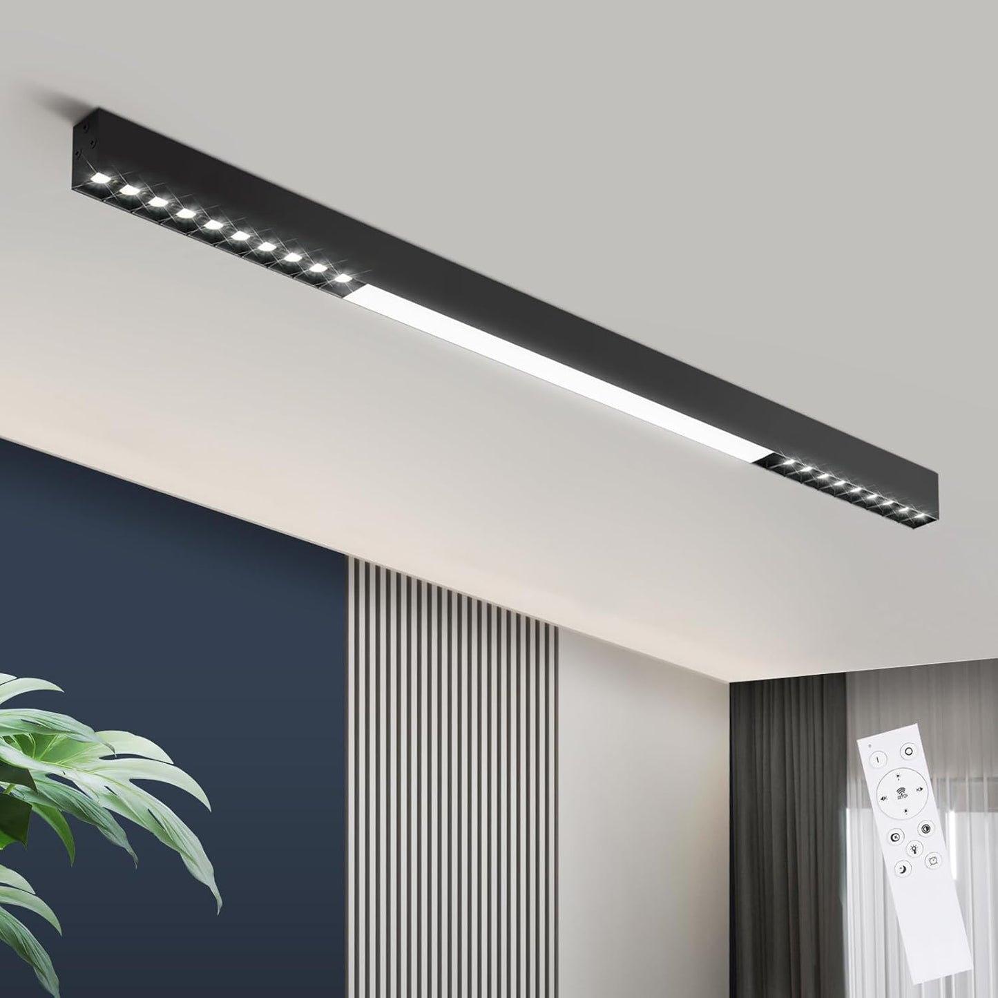 ZMH Deckenlampe LED Deckenleuchte Wohnzimmer - Deckenstrahler Küche 107/80/53.5CM Lang Wohnzimmerlampe Modern Bürolampe Decke Dimmbar mit Fernbedienung Deckenbeleuchtung für Büro Schlafzimmer