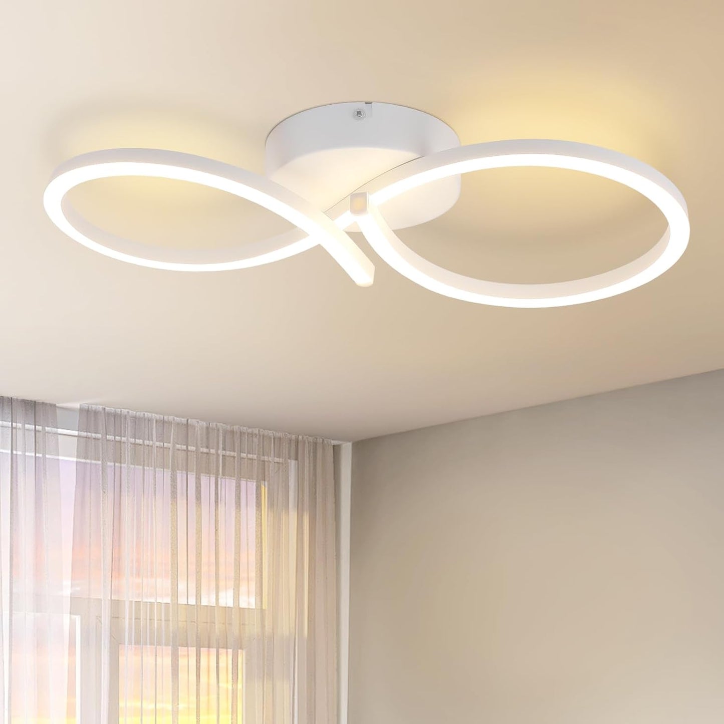 ZMH Deckenleuchte LED Deckenlampe Schlafzimmer - 24W K¨¹chenlampe Moderne Kreative Design Wohnzimmerlampe 3000K Warmwei? Flurlampe Schlafzimmerlampe Wei? Deckenlampen f¨¹r Esszimmer Kinderzimmer
