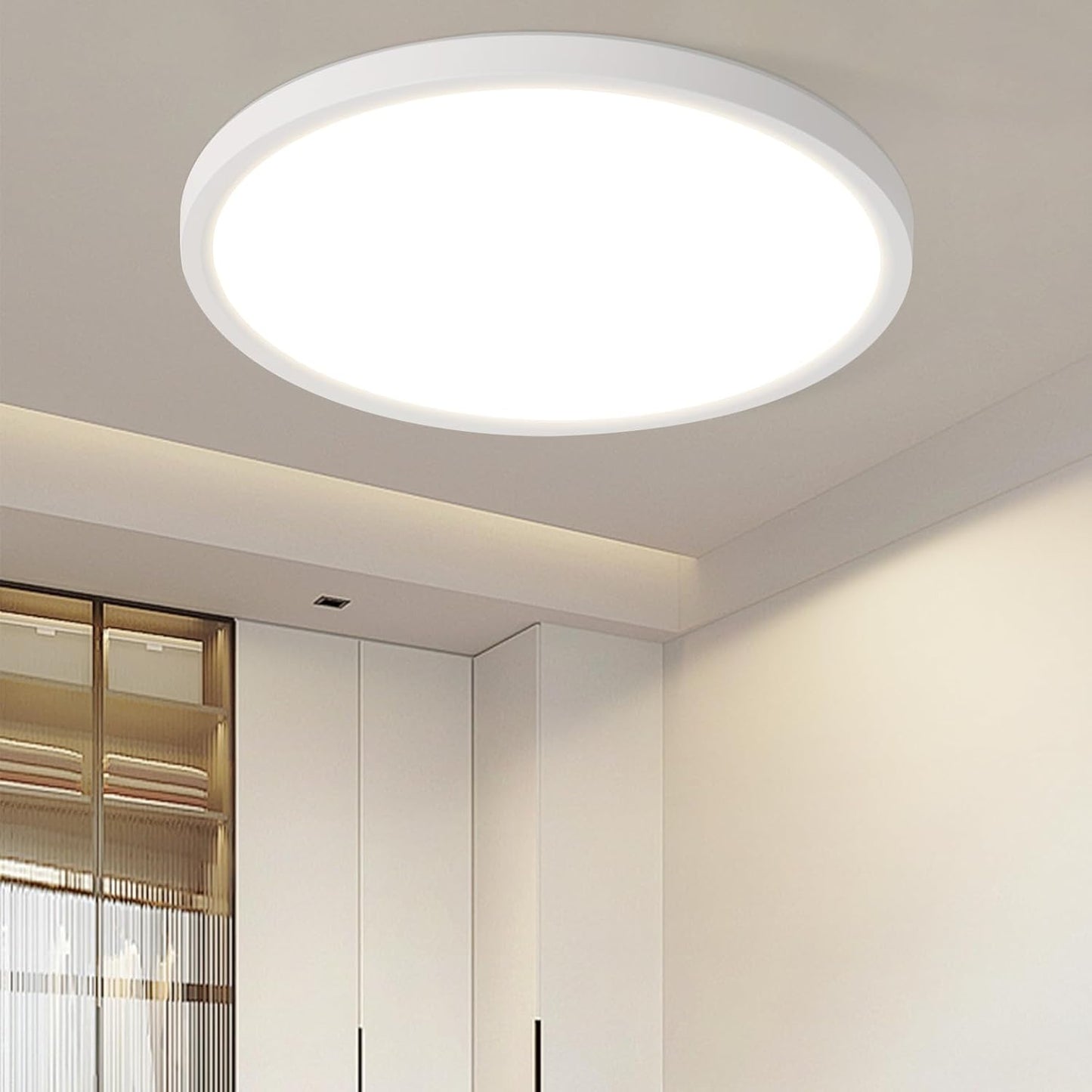Deckenlampe LED Deckenleuchte Badezimmer - Badezimmerlampe Flach ?30cm Rhombenplatte K¨¹chenlampe Rund Schlafzimmerlampe Wei? 24W Flurlampe 3000K Badlampe f¨¹r Bad K¨¹che Flur Schlafzimmer