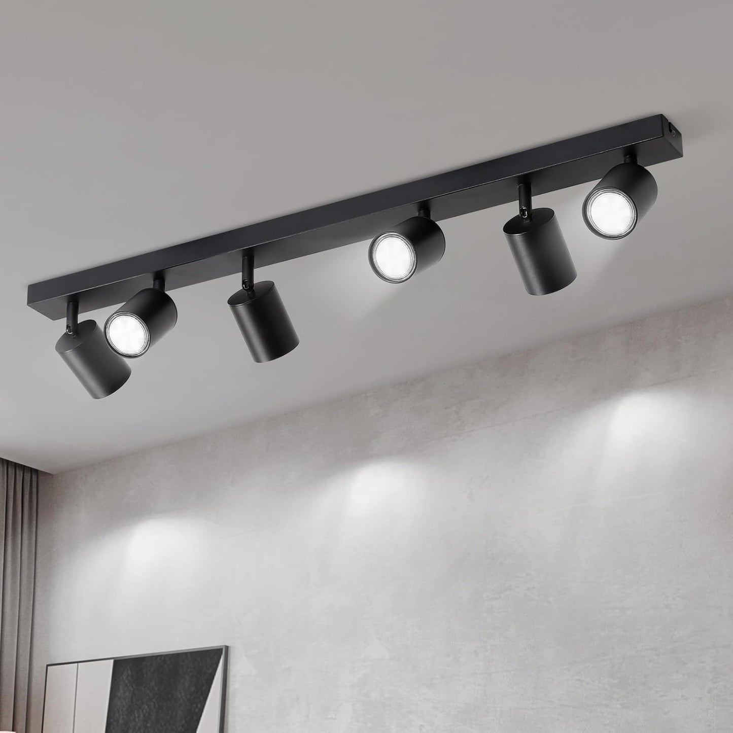 ZMH Lichtmaler Deckenstrahler 6 Flammig Deckenleuchte Schwarz - LED Deckenlampe Deckenspot Strahler GU10 Schwenkbar 350¡ã Spots f¨¹r Wohnzimmer Schlafzimmer K¨¹che, Ohne Leuchtmittel