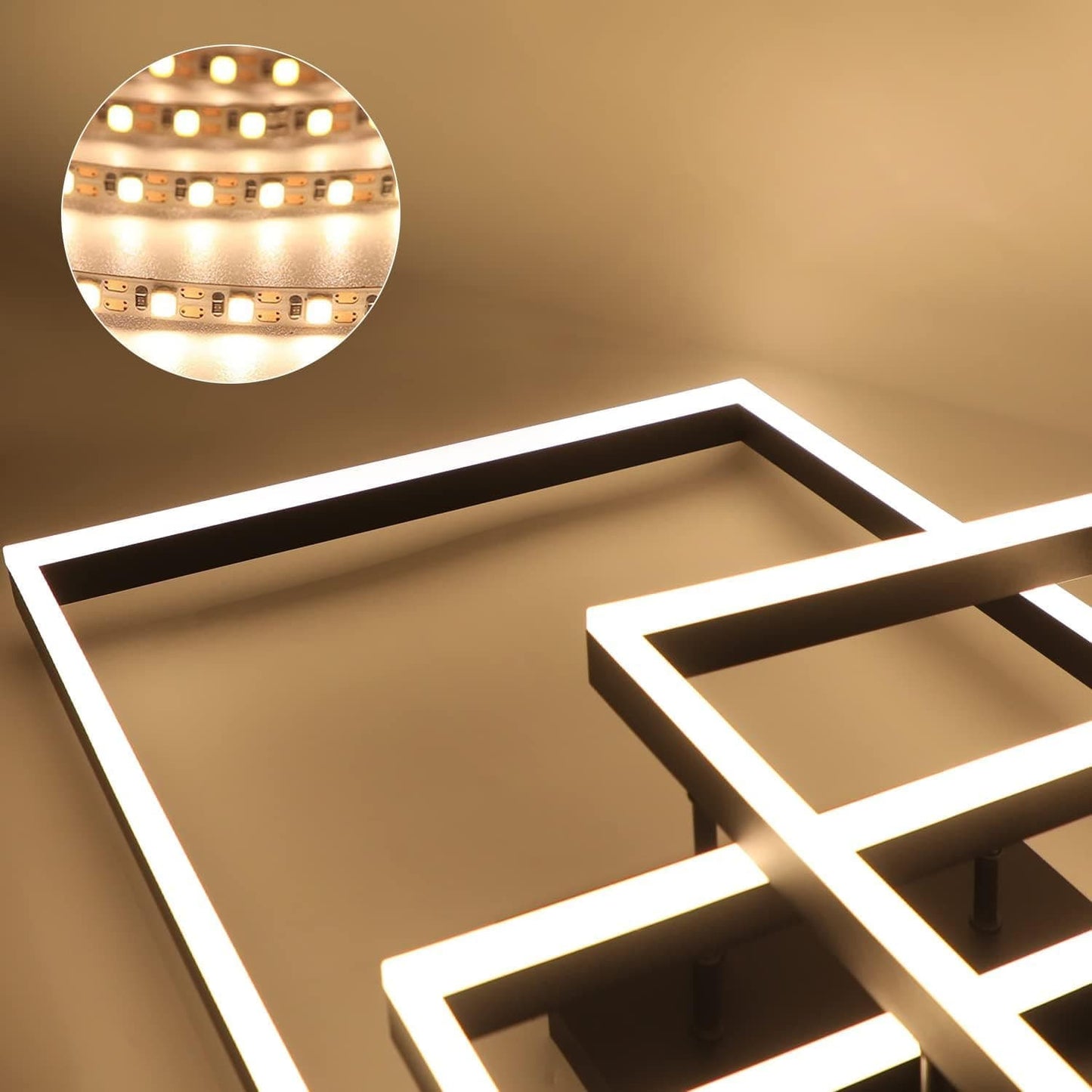 ZMH LED Deckenlampe Dimmbar Wohnzimmer Deckenleuchte - Schwarz Gro? Wohnzimmerlampe Modern Design Schlafzimmerlampe mit Fernbedienung aus Metall Deckenbeleuchtung f¨¹r Esszimmer K¨¹che Schlafzimmer