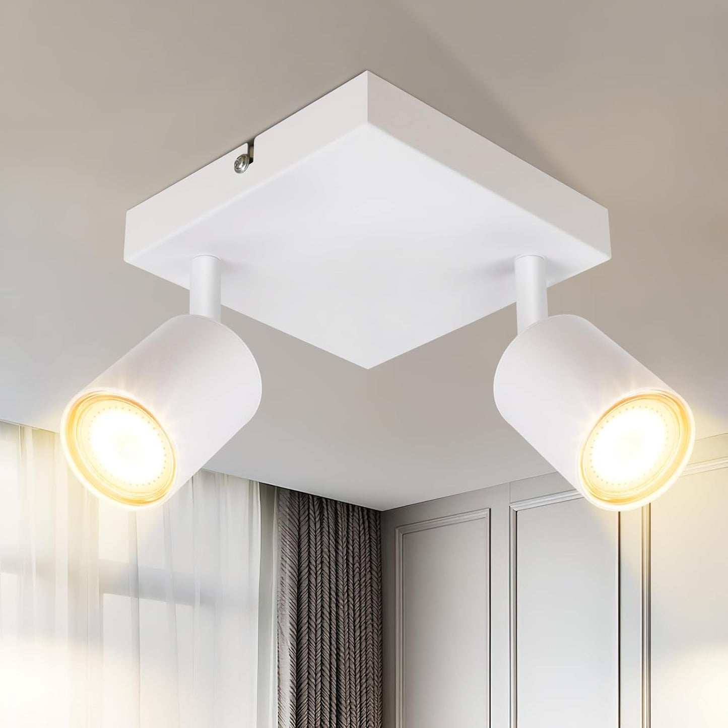 ZMH Deckenstrahler Wohnzimmer Deckenlampe 2 Flammig: Deckenleuchte GU10 Modern Strahler Wei? K¨¹chenlampe Flur Deckenspot Innen Schwenkbar LED Spot f¨¹r Schlafzimmer K¨¹che Ohne Leuchtmittel