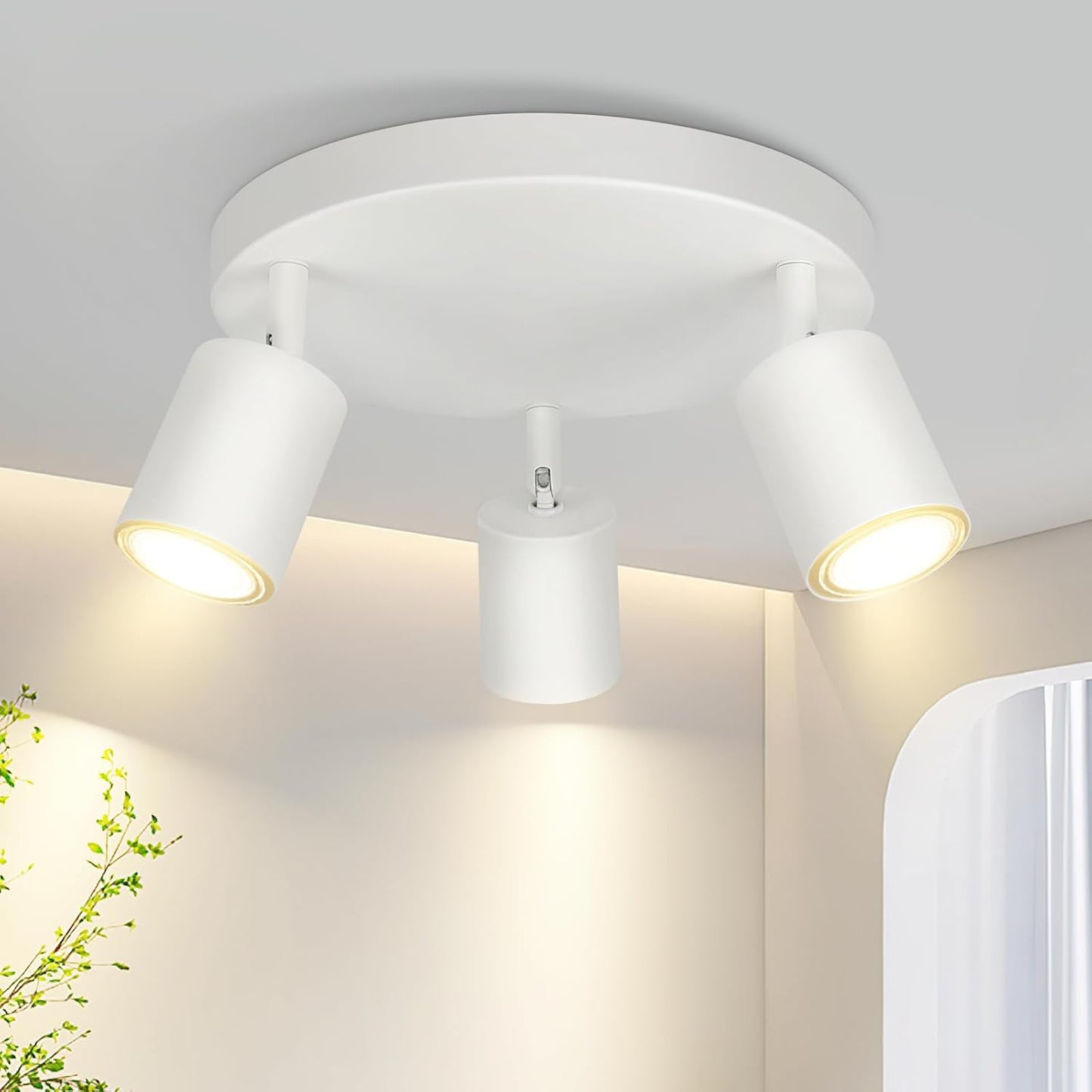 ZMH Deckenstrahler 3 Flammig Deckenleuchte Wohnzimmer: Modern Deckenlampe GU10 Strahler Rund Wei? Innen Schwenkbar Deckenspot K¨¹chenlampe Flur Spot f¨¹r K¨¹che Schlafzimmer Ohne Leuchtmittel