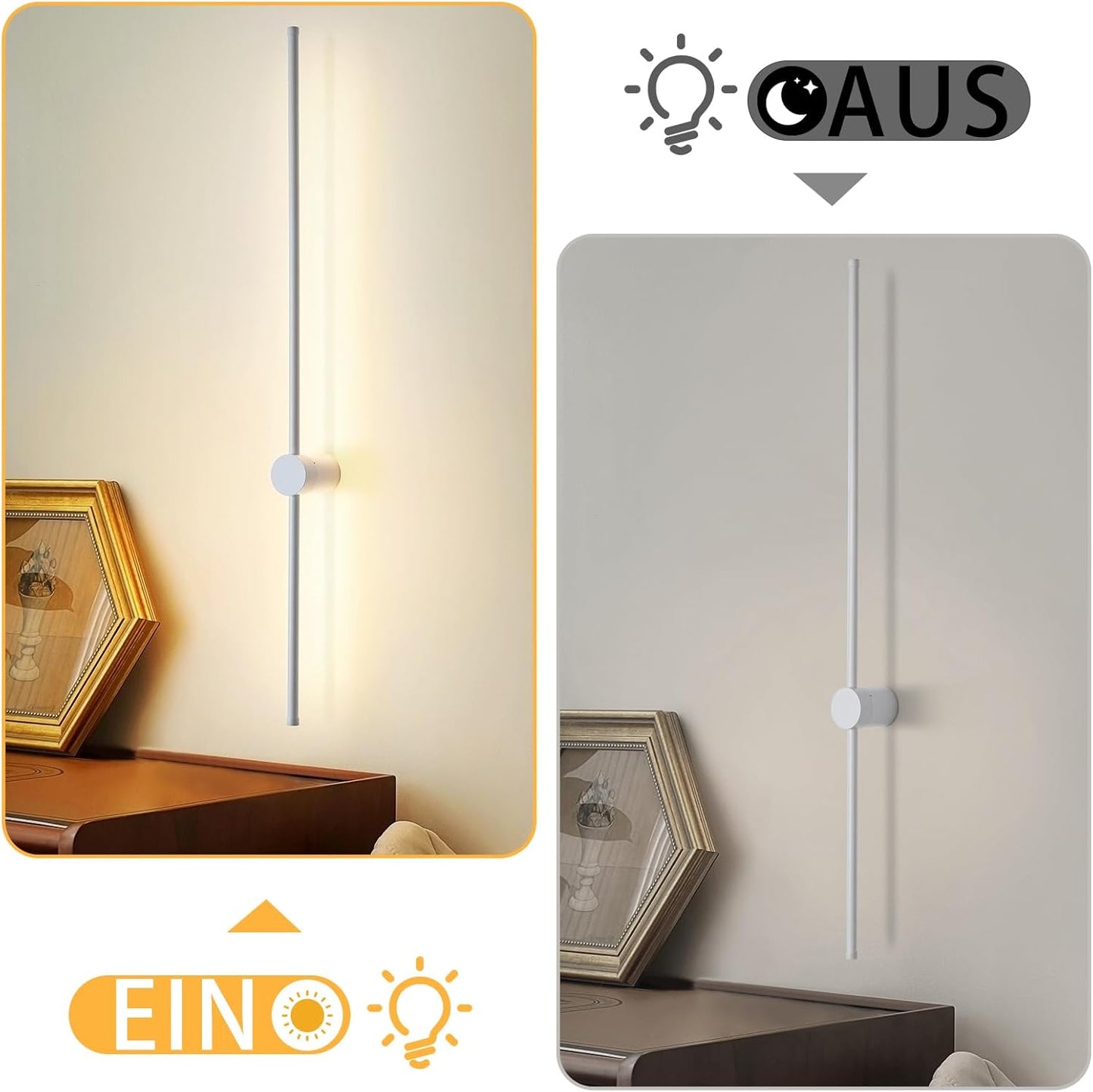 ZMH Wandlampe LED Wandleuchte Innen - Modern Flurlampe 100CM Lang Treppenhauslampe Warmweiß 3000K Schwenkbar Bettlampe Wandbeleuchtung für Flur Treppenhaus Schlafzimmer Wohnzimmer Küche Kinderzimmer