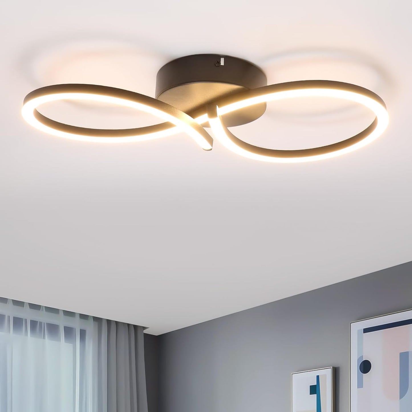 ZMH Deckenlampe LED Deckenleuchte Wohnzimmer - 24W Wohnzimmerlampe Modern Kreative Design Schwarz K¨¹chenlampe 3000K Warmwei? Schlafzimmerlampe Flur Metall Deckenleuchten f¨¹r K¨¹che B¨¹ro