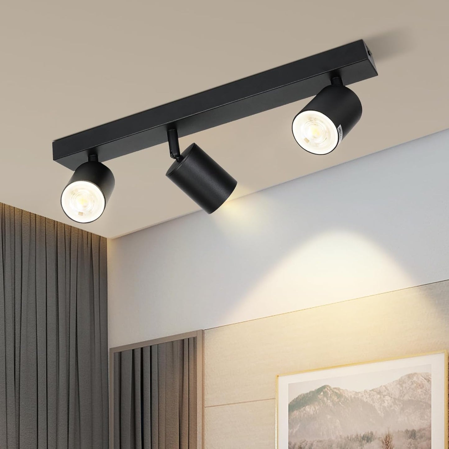 ZMH Deckenstrahler 3 Flammig Deckenlampe Wohnzimmer: Modern Deckenleuchte Strahler GU10 Schwarz K¨¹chenlampe Schwenkbar Deckenspot Flur Innen LED Spot f¨¹r K¨¹che Schlafzimmer Ohne Leuchtmittel