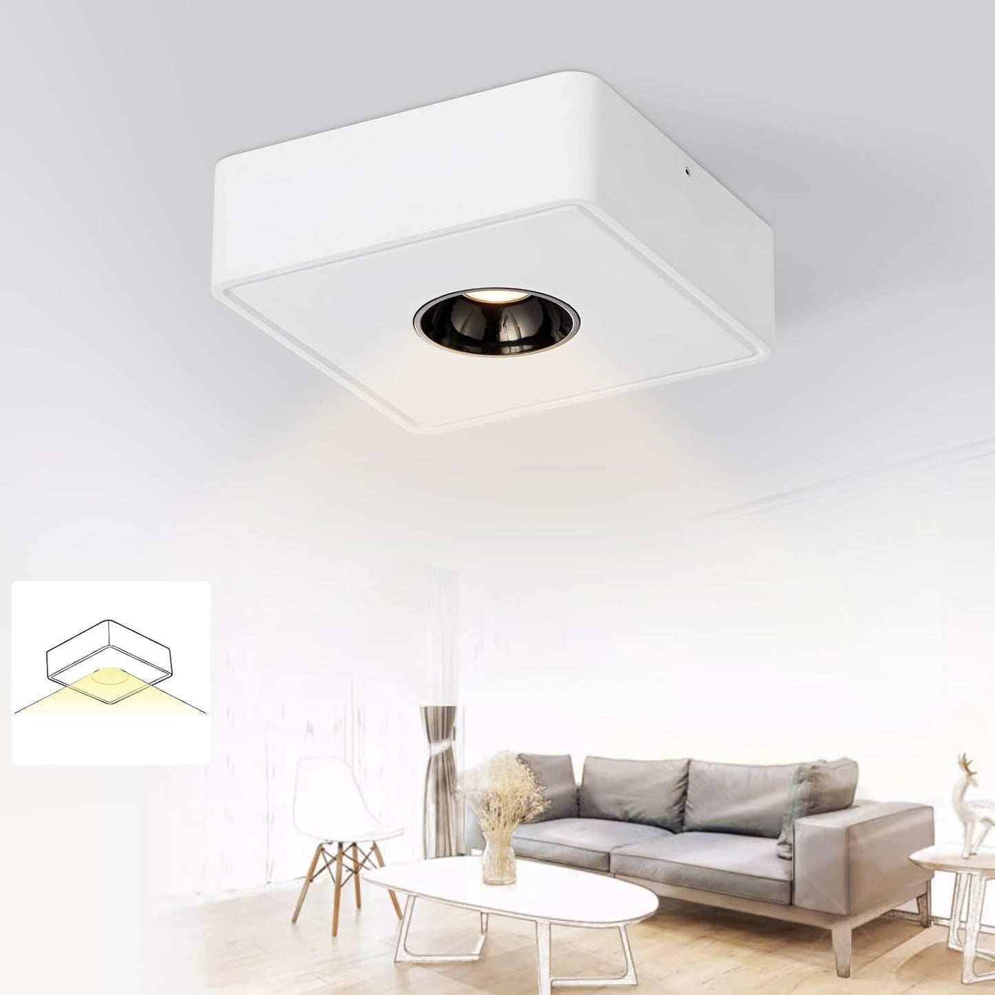 ZMH Deckenstrahler, LED-Aufbaustrahler ¨C 7 W Strahler, Deckenleuchte, Aufbaustrahler, Warmwei?, flacher Strahler, geeignet f¨¹r K¨¹che, Wohnzimmer, Esszimmer, Flur, Flur