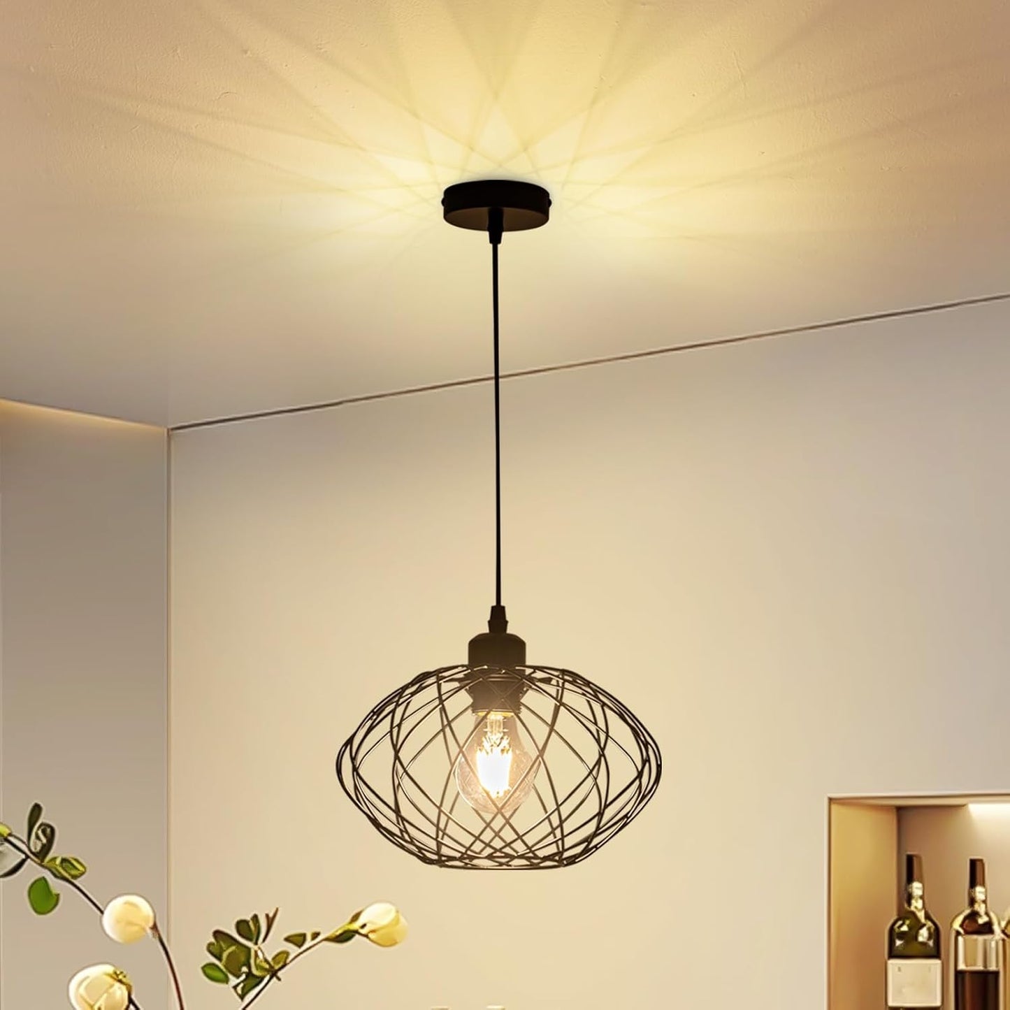 H?ngelampe Industrial Schwarz Pendelleuchte - H?ngeleuchte Metall Vintage E27 Pendellampe Retro Esszimmer Lampe K¨¹che H?ngend Wohnzimmer Flur Ohne Leuchtmittel