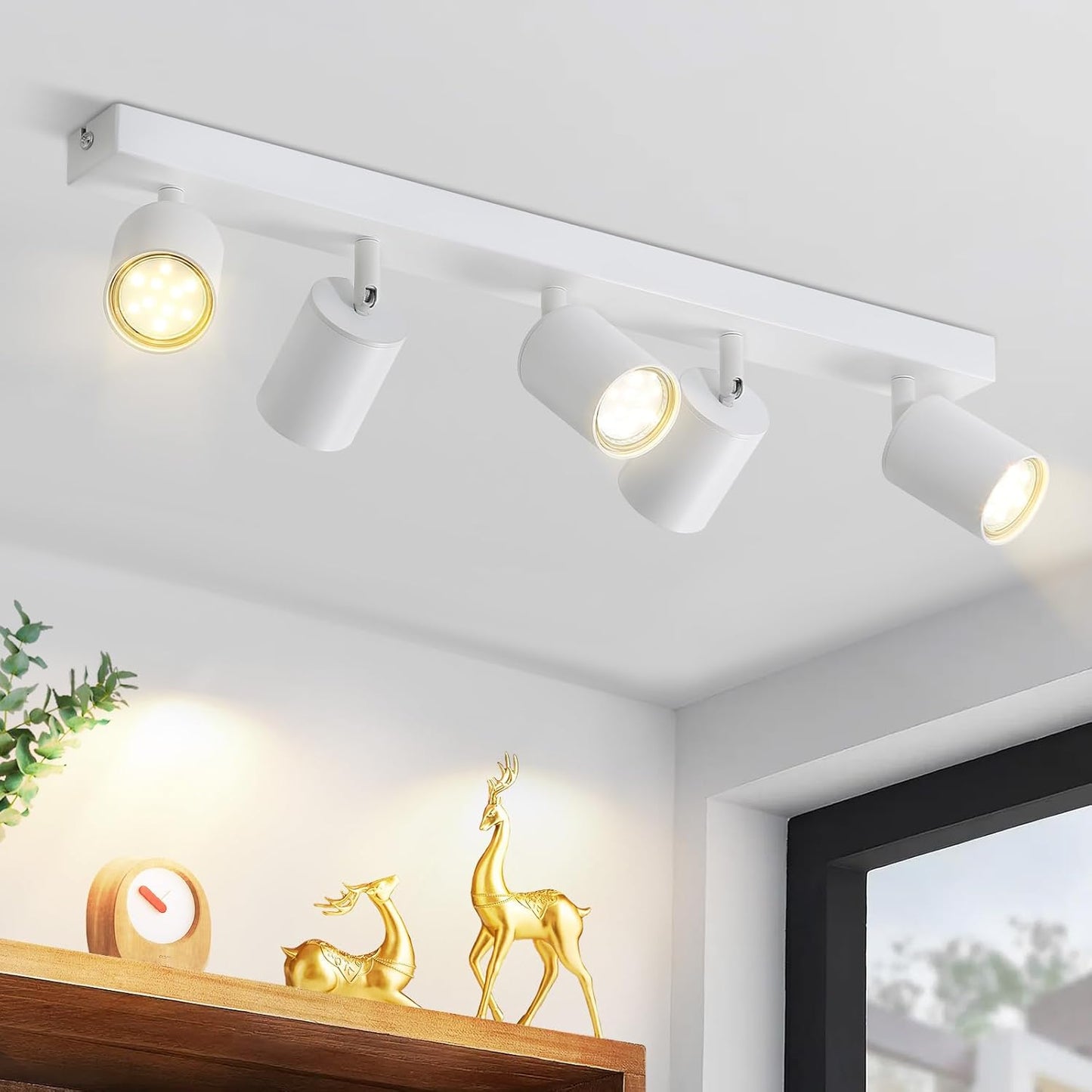 ZMH LED Deckenleuchte Wei? Deckenstrahler: GU10 Deckenlampe Spots 5 Flammig 330¡ãSchwenkbar Deckenspots Modern Flurlampe Industrial Wandstrahler f¨¹r Wohnzimmer Schlafzimmer K¨¹che Ohne Leuchtmittel