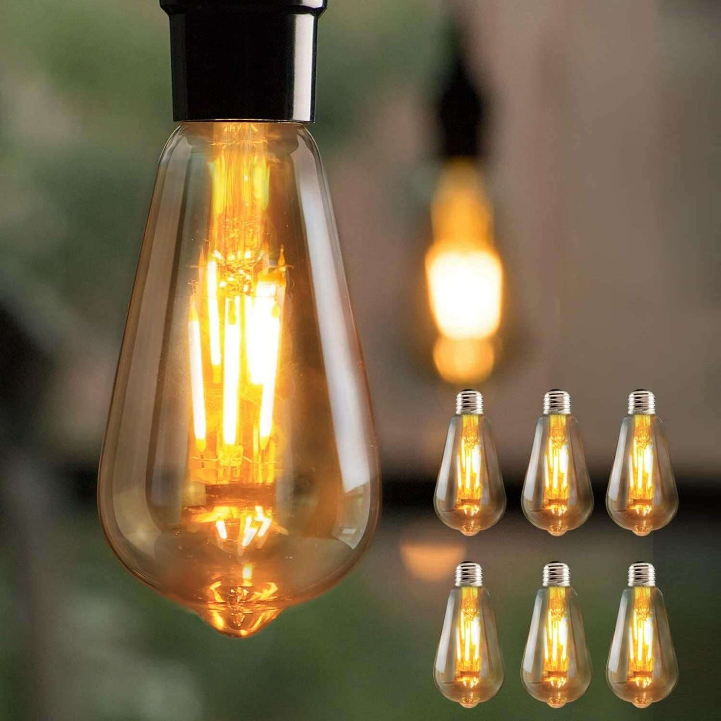 ZMH 6x LED Vintage Edison Gl¨¹hbirne E27 4W Retro Gl¨¹hlampe ST64 Leuchtmittel LED Filament Dekorative Lampen 2700K Warmwei? Licht Antike Beleuchtung f¨¹r Haus Caf¨¦ Bar Restaurant ZMH-Lichtstein