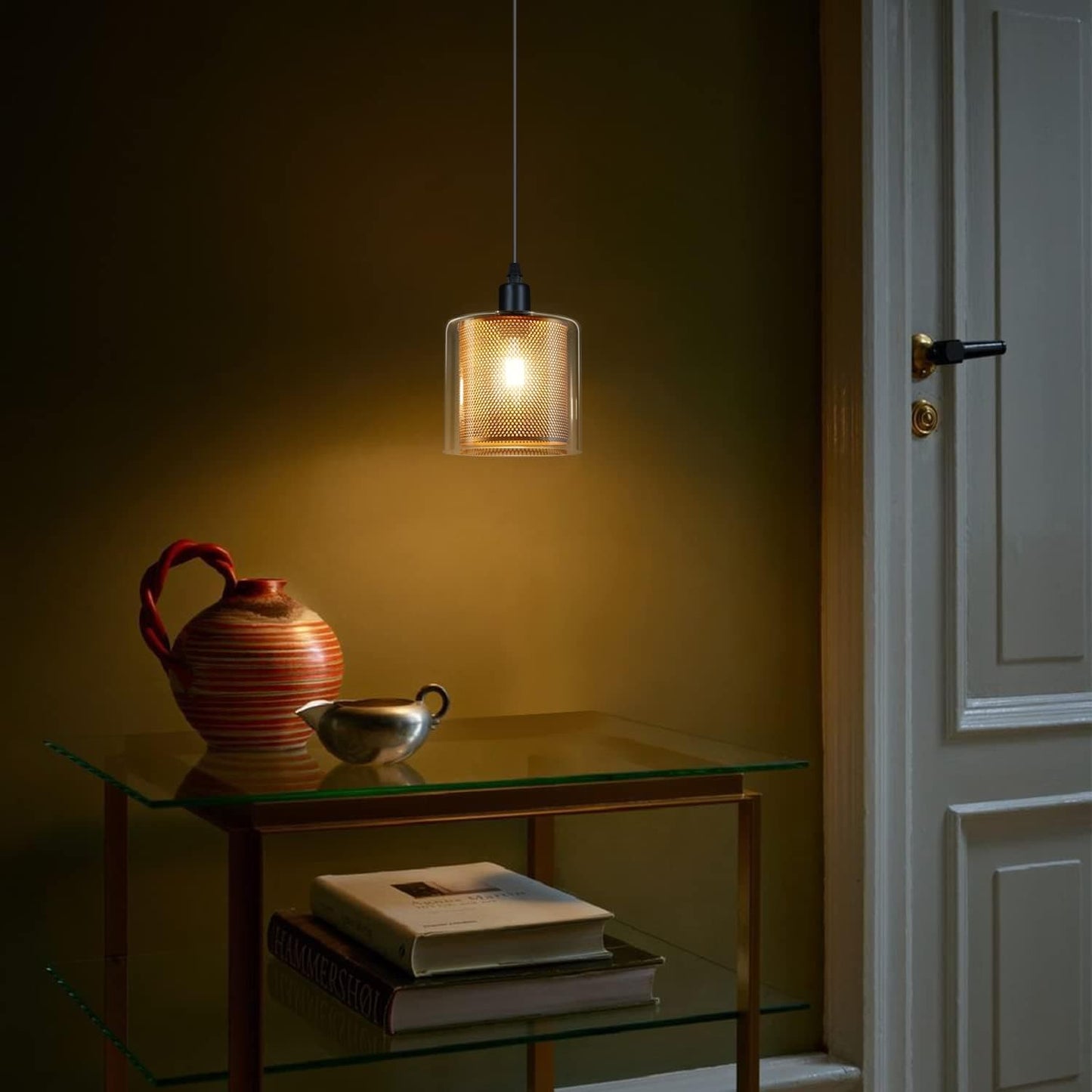 ZMH Vintage Pendelleuchte esstisch H?ngelampe - 1 Flammig E14 Max. 40W H?ngeleuchte Retro Pendellampe aus Glas Metall Schwarz Gold Industrial Esstischlampe K¨¹che Schlafzimmer Wohnzimmer Esszimmer