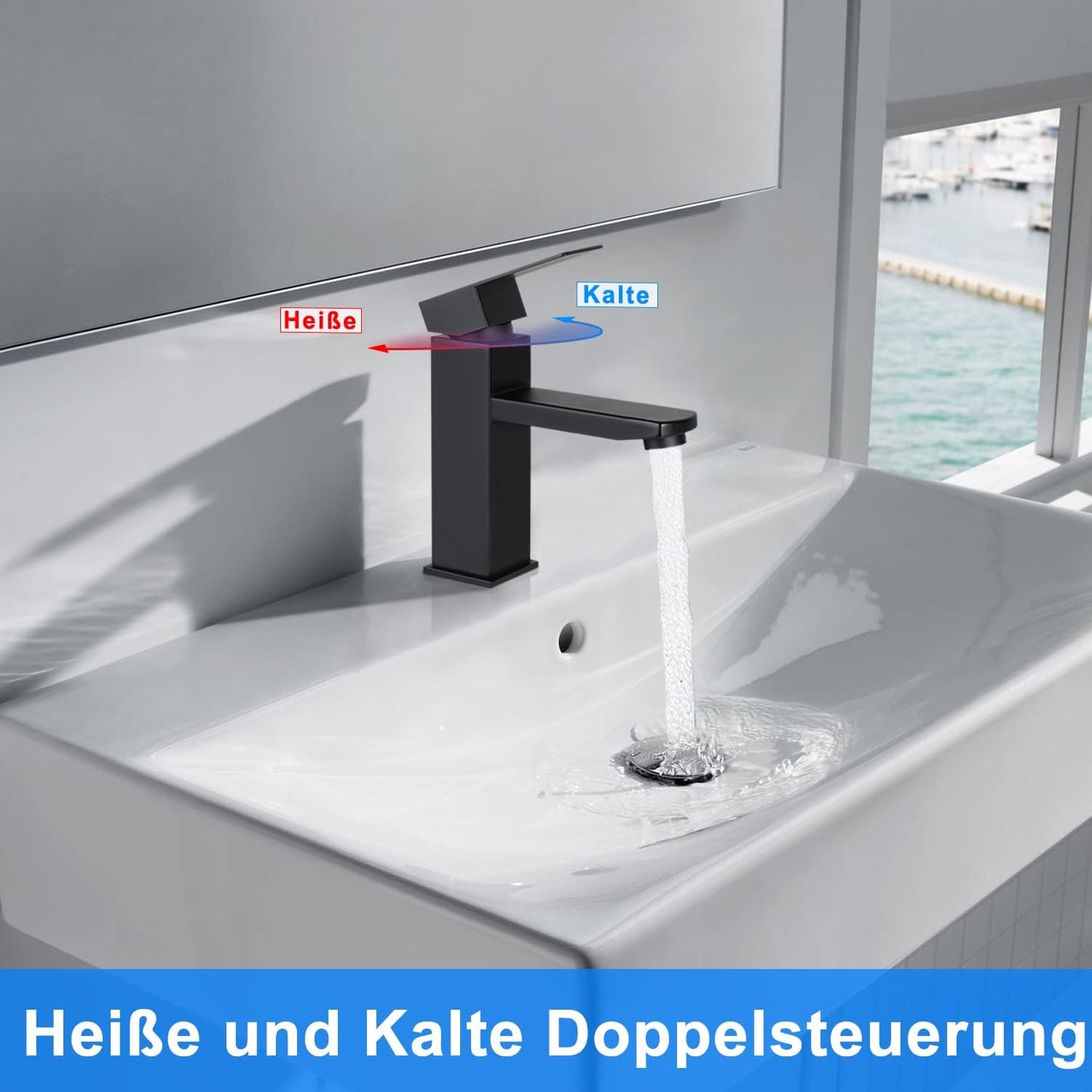 Wasserhahn Bad Waschtischarmatur Waschbecken: Armatur Schwarz Warm- und Kaltwasserhahn Badezimmer Mischbatterie Hochdruck Waschtischwasserhahn Einhebelmischer Badarmatur f¨¹r Garten K¨¹che
