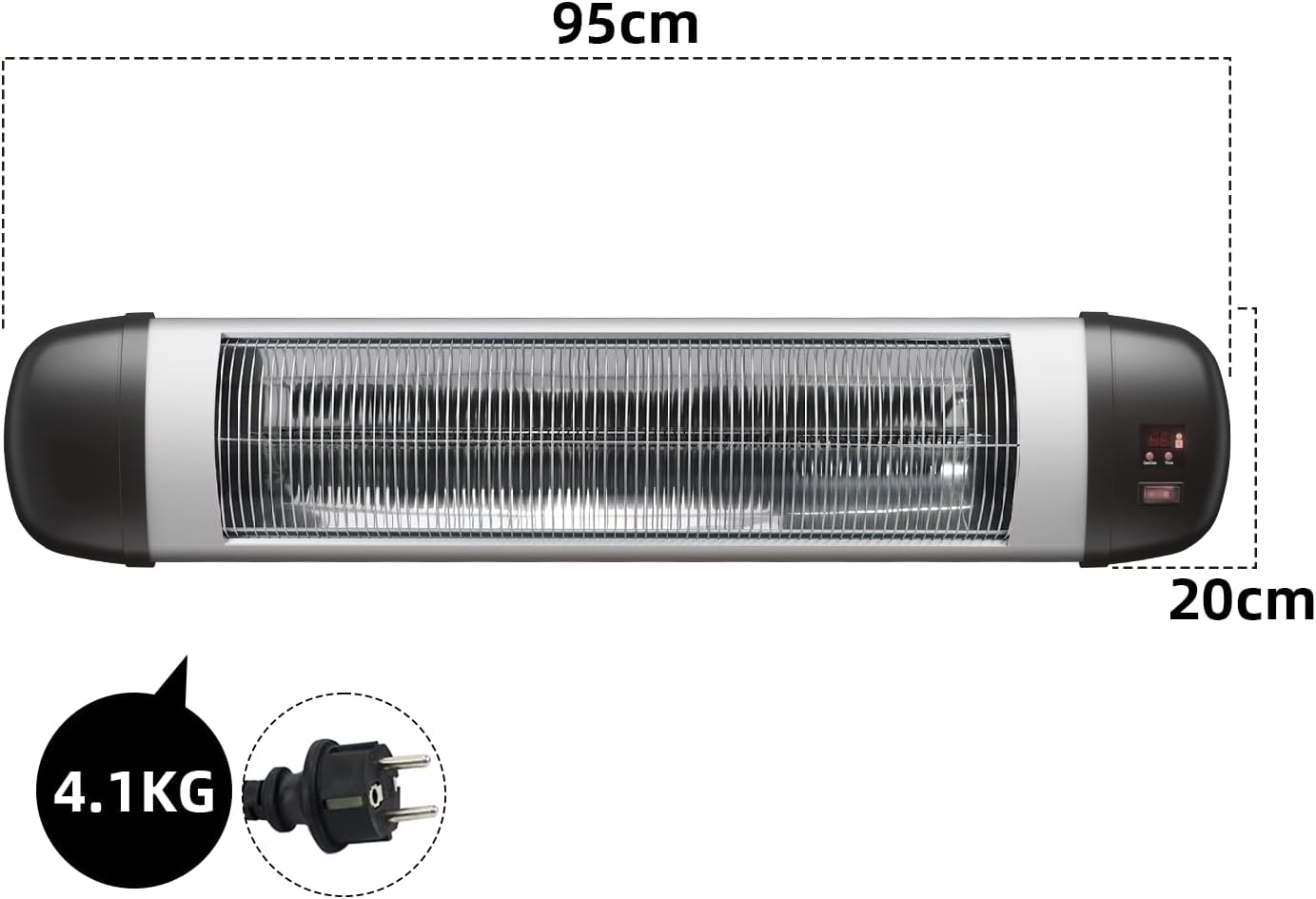 ZMH Terrassen-Infrarotheizung ¨C 2500 W Infrarot-Heizung f¨¹r den Au?enbereich mit Fernbedienung, elektrische Heizung, Wandmontage, 3-stufige Heizung, Au?en-Terrassenheizung f¨¹r Badezimmer, Balkon, Garten