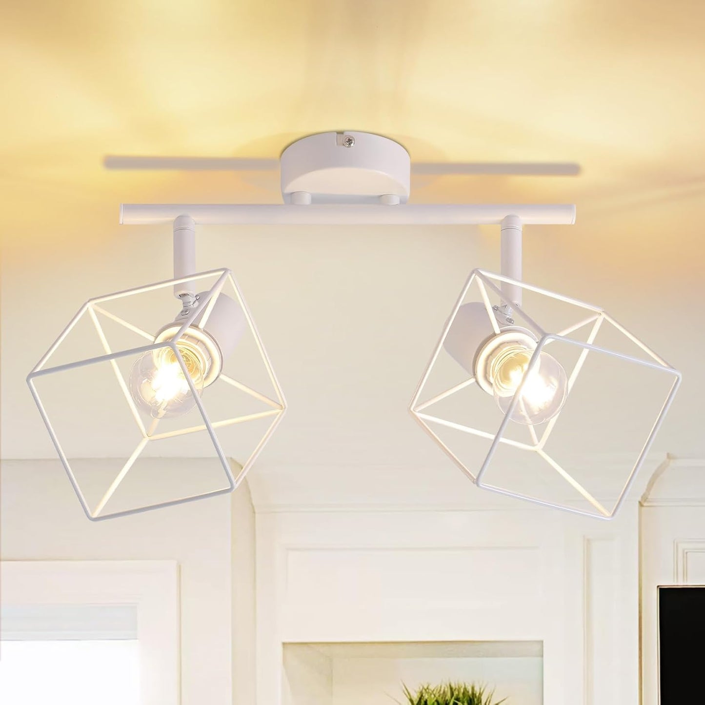 ZMH Deckenstrahler Deckenlampe 2 Flammig - E14 Deckenspots Deckenleuchte Wei? 350¡ã Schwenkbar Modern Wohnzimmerlampe K¨¹chenlampe Flurlampe f¨¹r Schlafzimmer B¨¹ro - Ohne Leuchtmittel