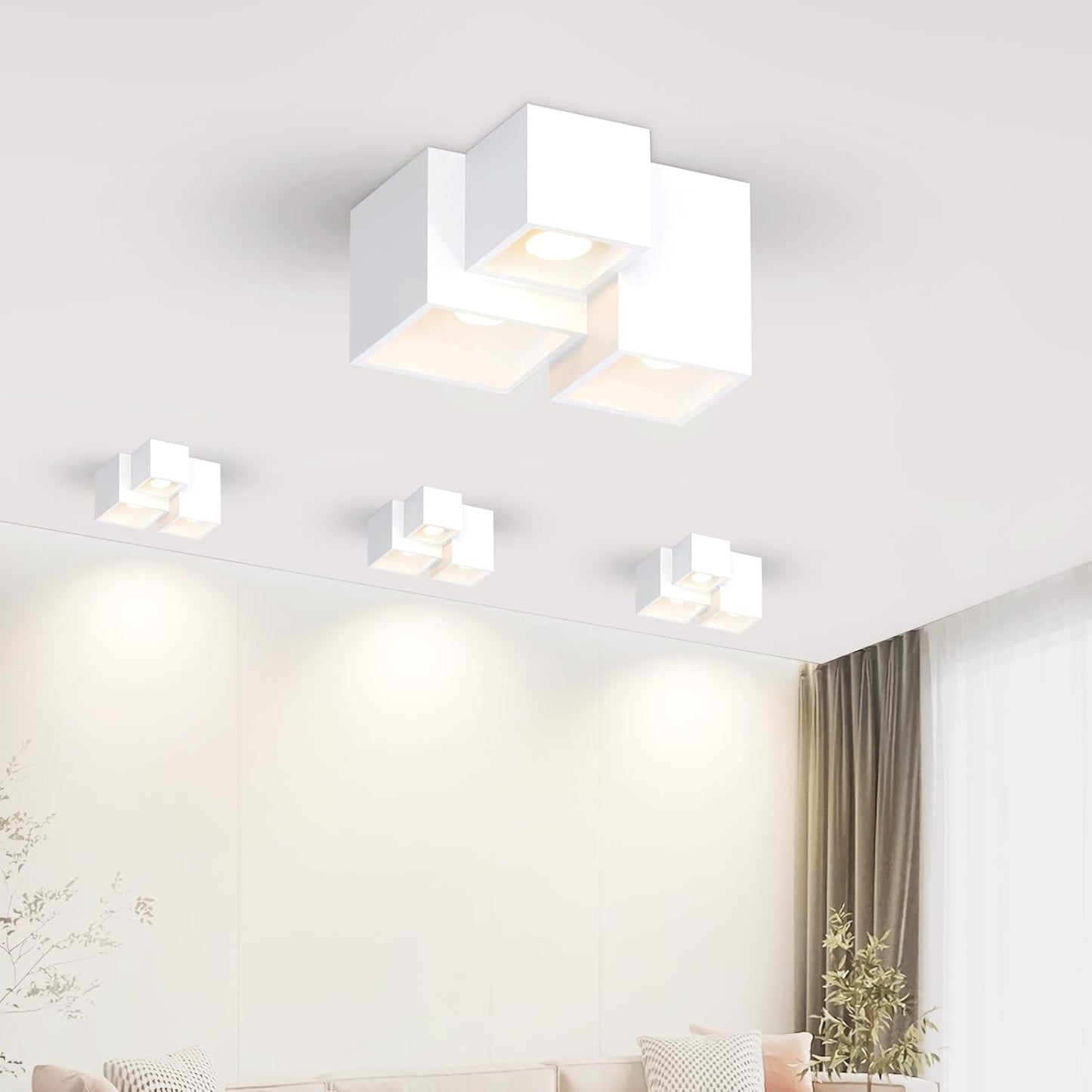ZMH Aufbauspot Wei? Aufbaustrahler GU10: Deckenleuchte Aufputz 23cm Aufbauleuchte eckig Deckenspots 3 flammig Modern Strahler Deckenlampe K¨¹che Deckenstrahler f¨¹r Wohnzimmer - Ohne Leuchtmittel