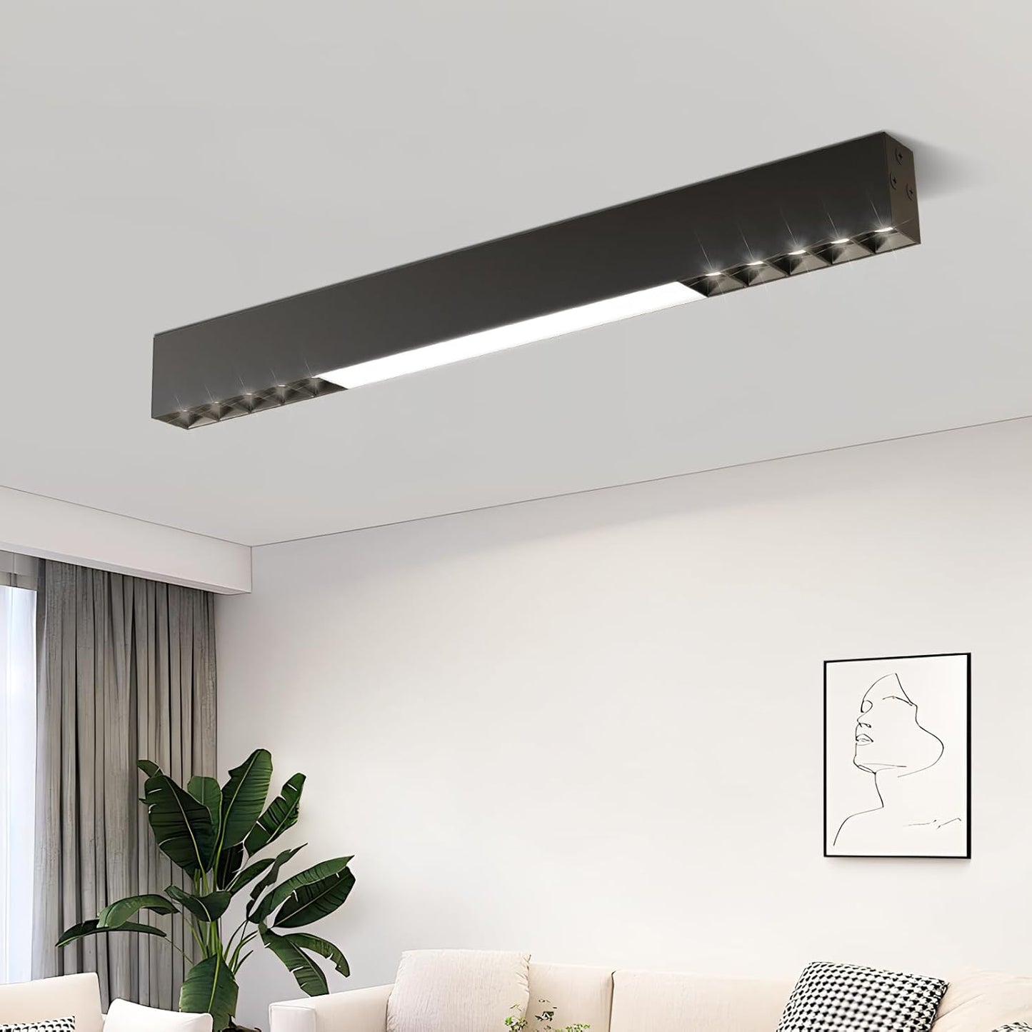 ZMH Deckenlampe LED Deckenleuchte Wohnzimmer - Deckenstrahler Küche 107/80/53.5CM Lang Wohnzimmerlampe Modern Bürolampe Decke Dimmbar mit Fernbedienung Deckenbeleuchtung für Büro Schlafzimmer