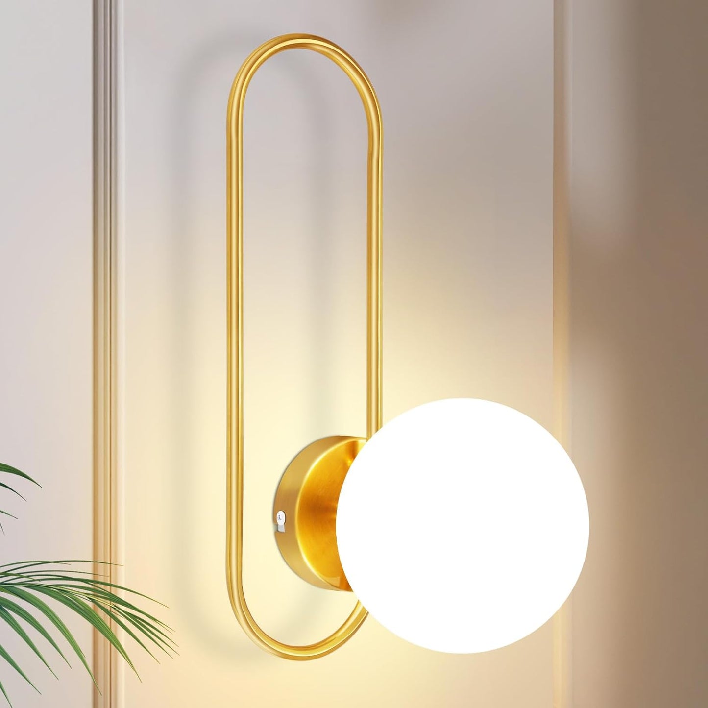 Wandleuchte Innen Wandlampe Flur - Glas Schlafzimmer Wandbeleuchtung Gold Modern Flurlampe Wand Lampen E14 Glaskugel Retro Beleuchtung f¨¹r Treppenhaus Bett Wohnzimmer Hotel (Ohne Leuchtmittel)