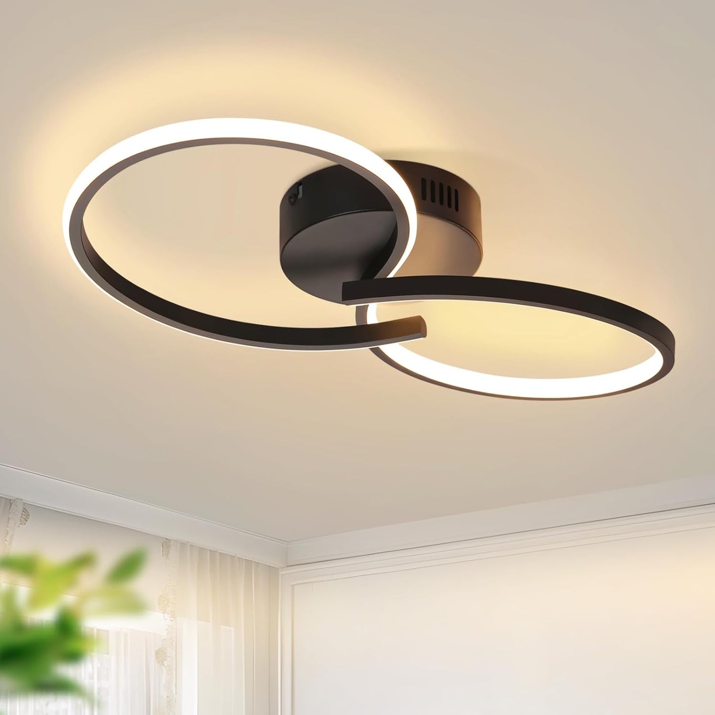 ZMH Deckenleuchte Wohnzimmer Deckenlampe Schlafzimmer: Modern Wohnzimmerlampe Schwarz 12W Design Schlafzimmerlampe Innen 3000K Küchenlampe Warmweiß Deckenbeleuchtung LED für Flur Küche